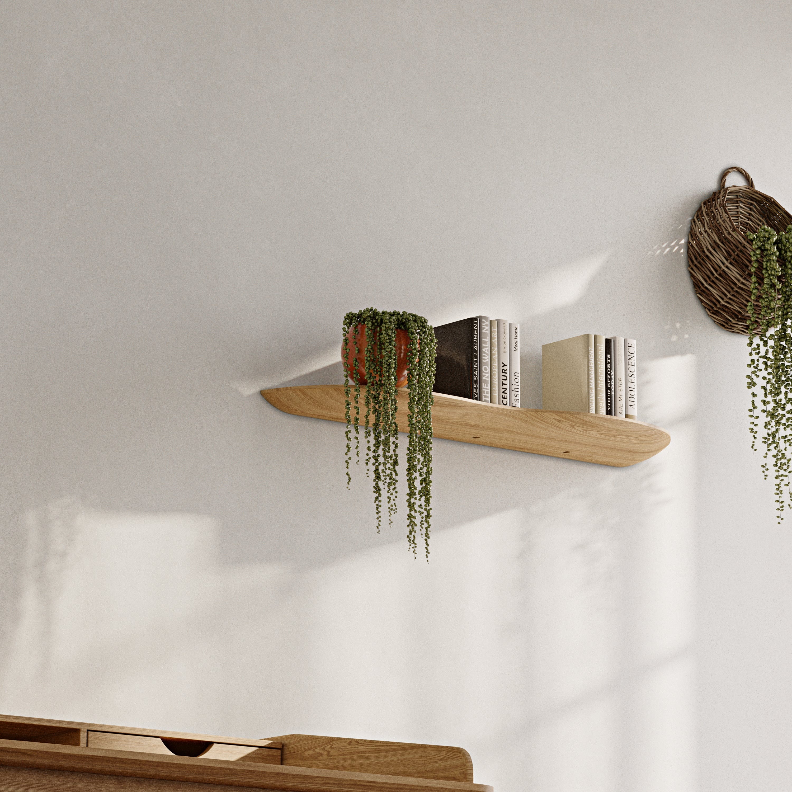 Blob Raf 80 cm Sağ Ahşap