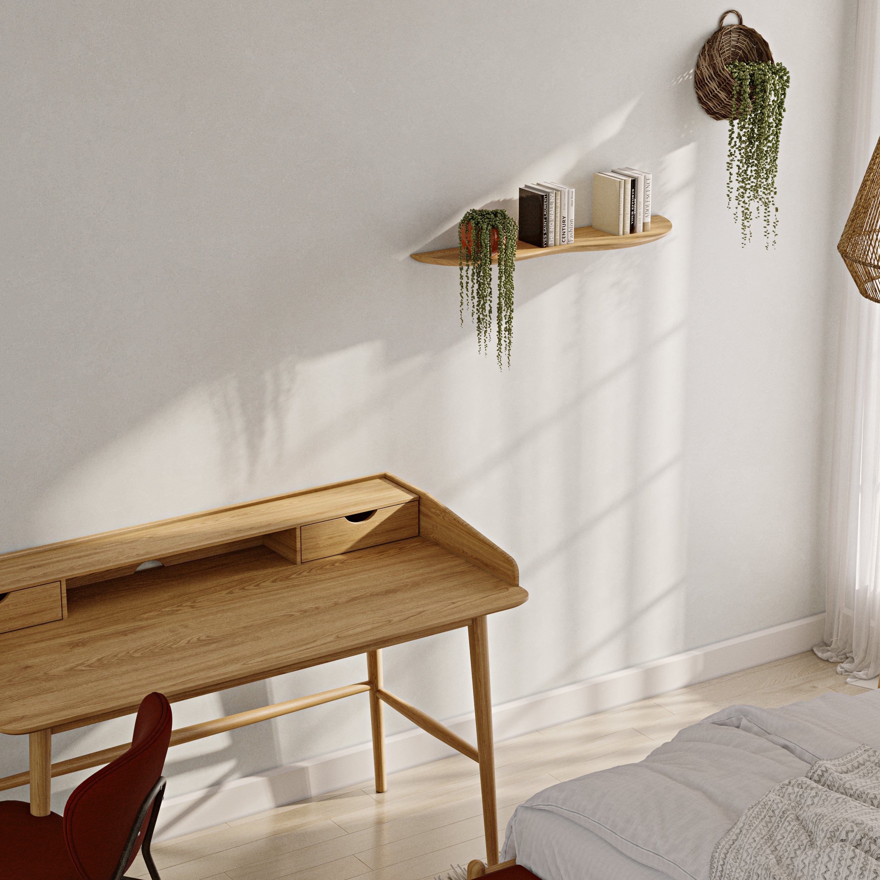 Blob Raf 80 cm Sağ Ahşap