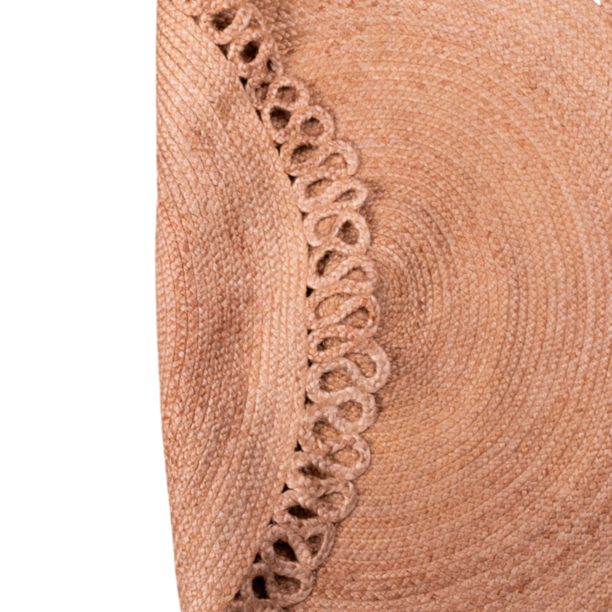 Boho İşlemeli Halı 100 Jüt Natural