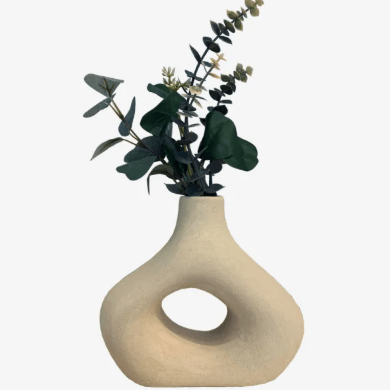 Alethia Ribbed Vase Beige 11387