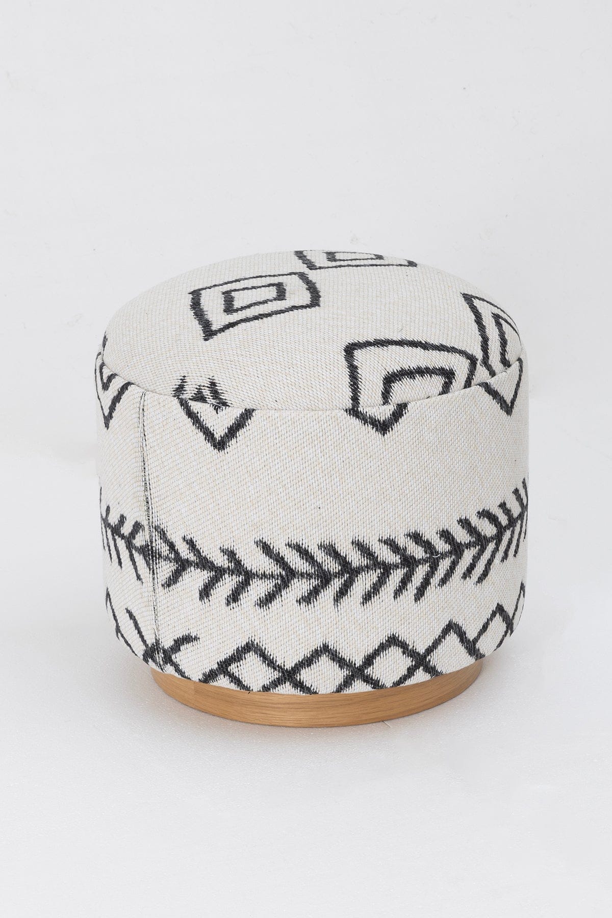 Bliss Black Ethnic Pattern Cream Pouf 45 X H 42 Cm 4281