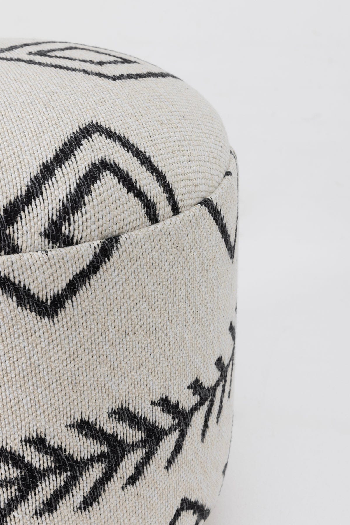 Bliss Black Ethnic Pattern Cream Pouf 45 X H 42 Cm 4281