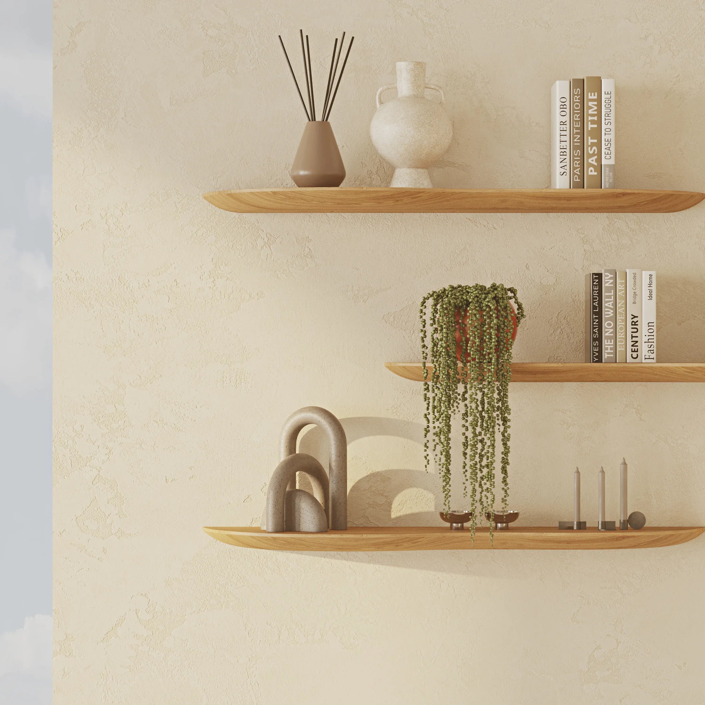 Blob Oak 80 cm Triple Shelf