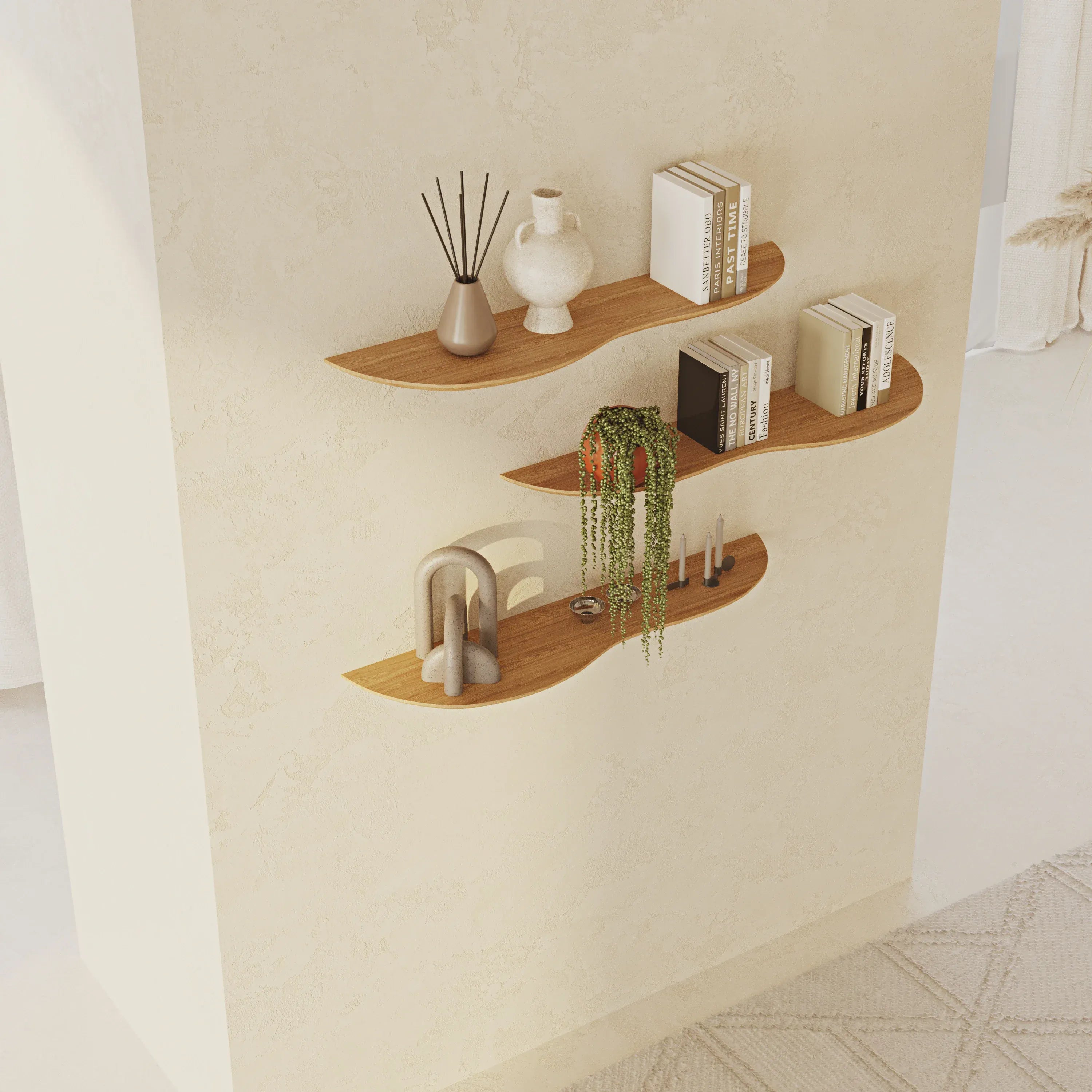 Blob Oak 80 cm Triple Shelf