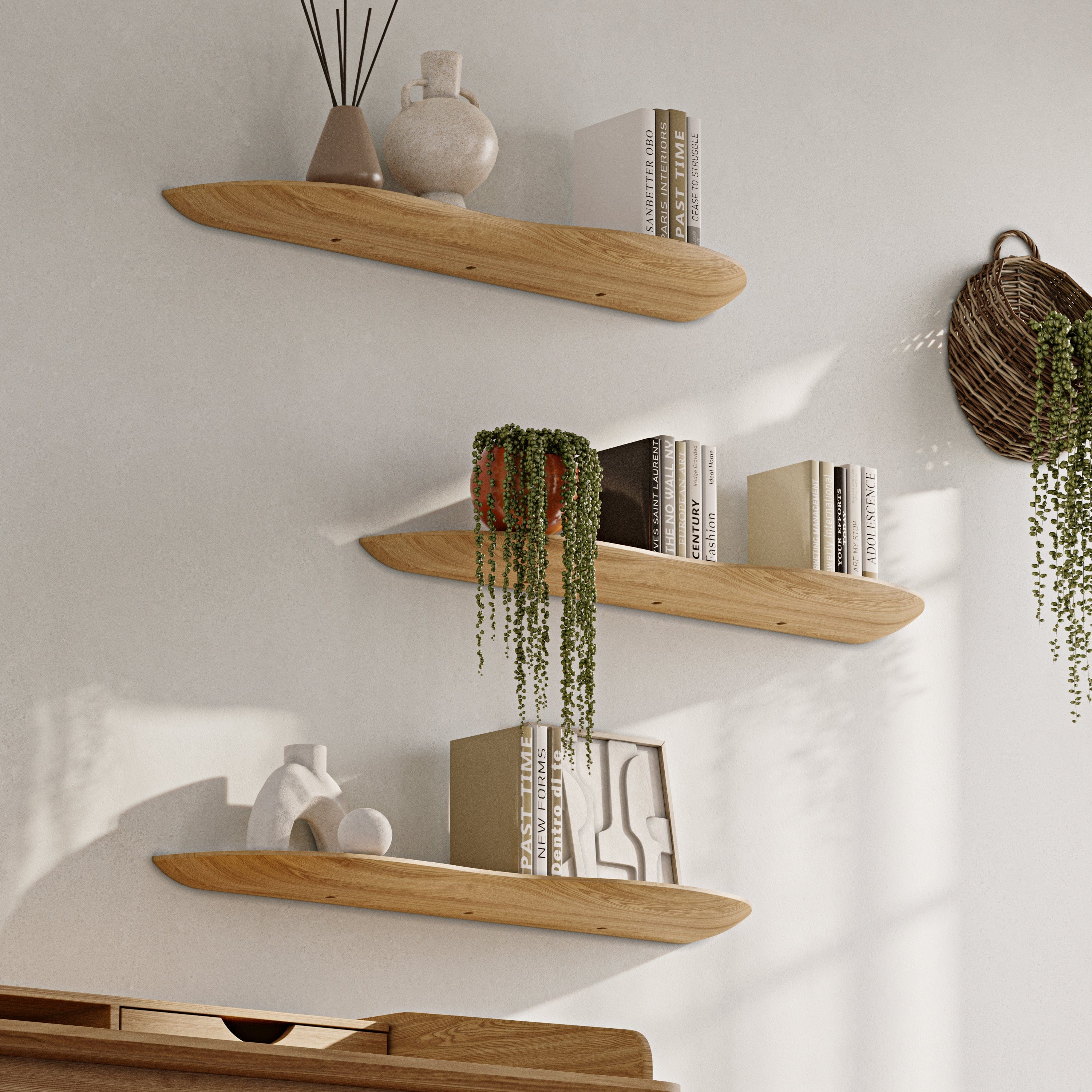 Blob Oak 80 cm Triple Shelf