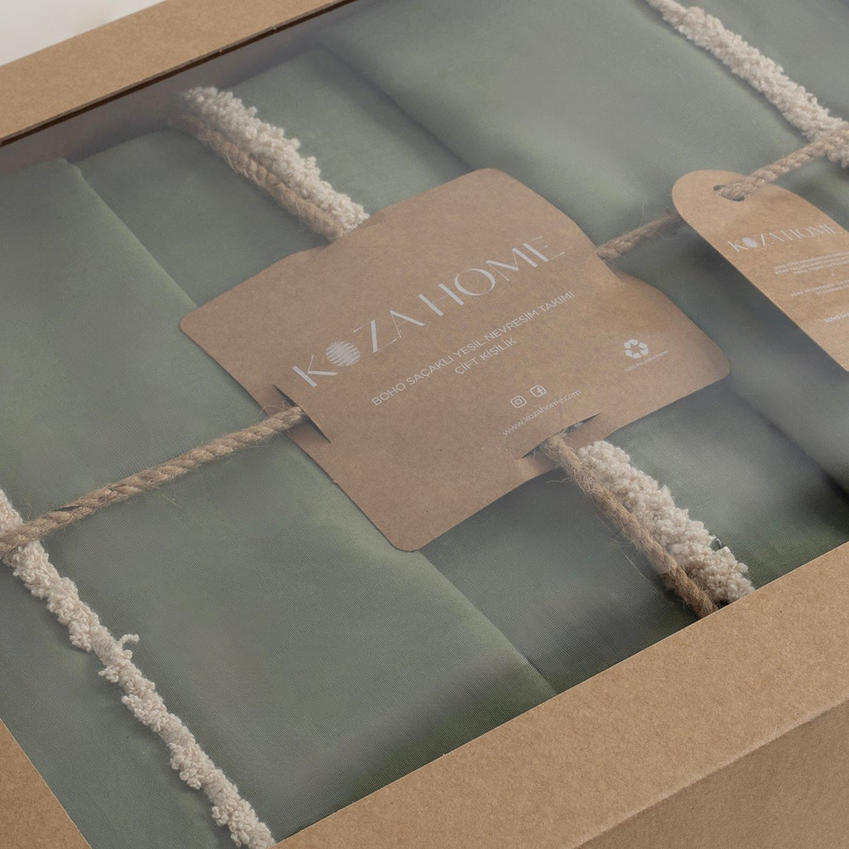 Boho Yeşil Çift Kişilik Nevresim Takımı 200 x 220 7030A