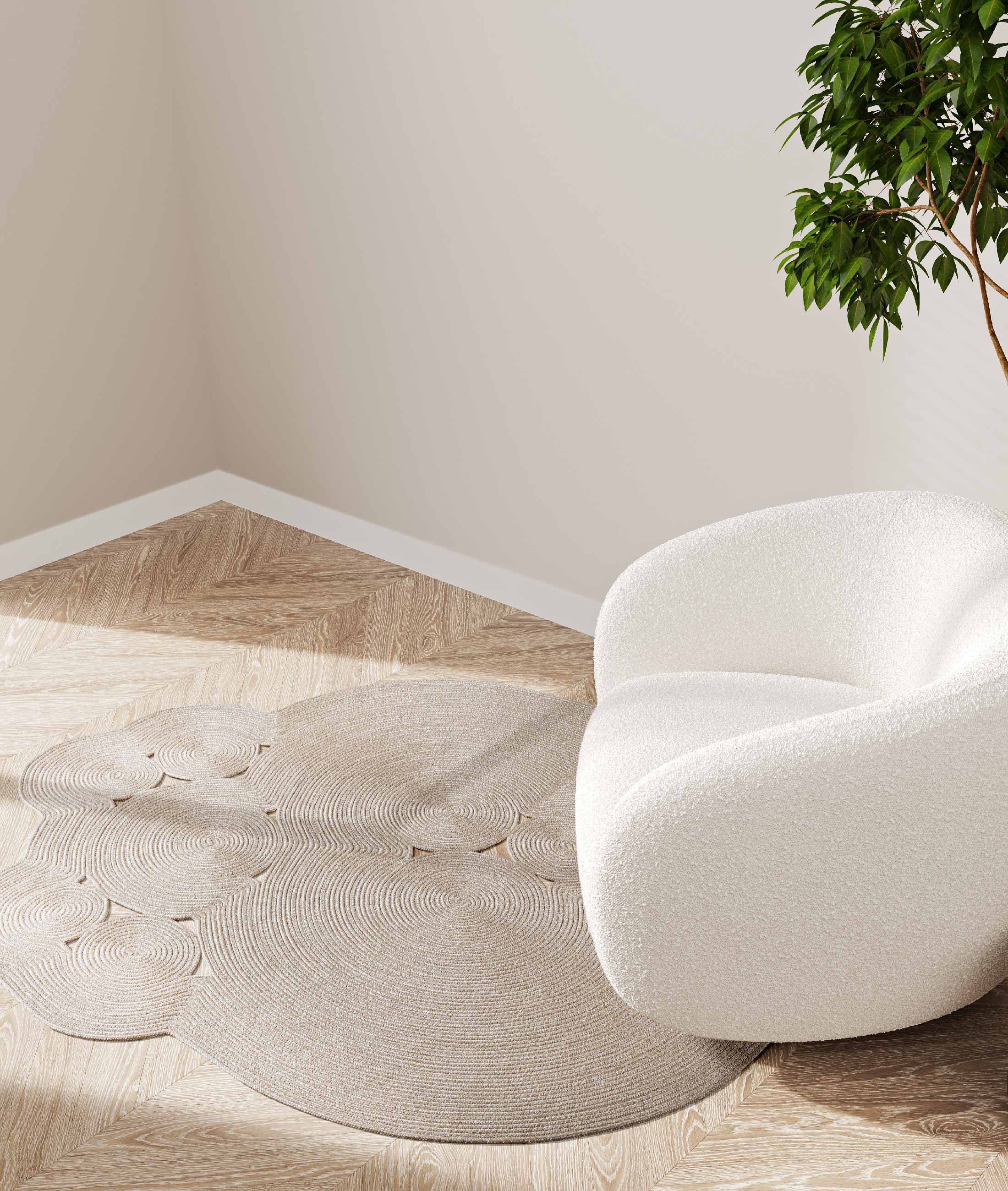 Boulder Beige Round Washable Rug 69585
