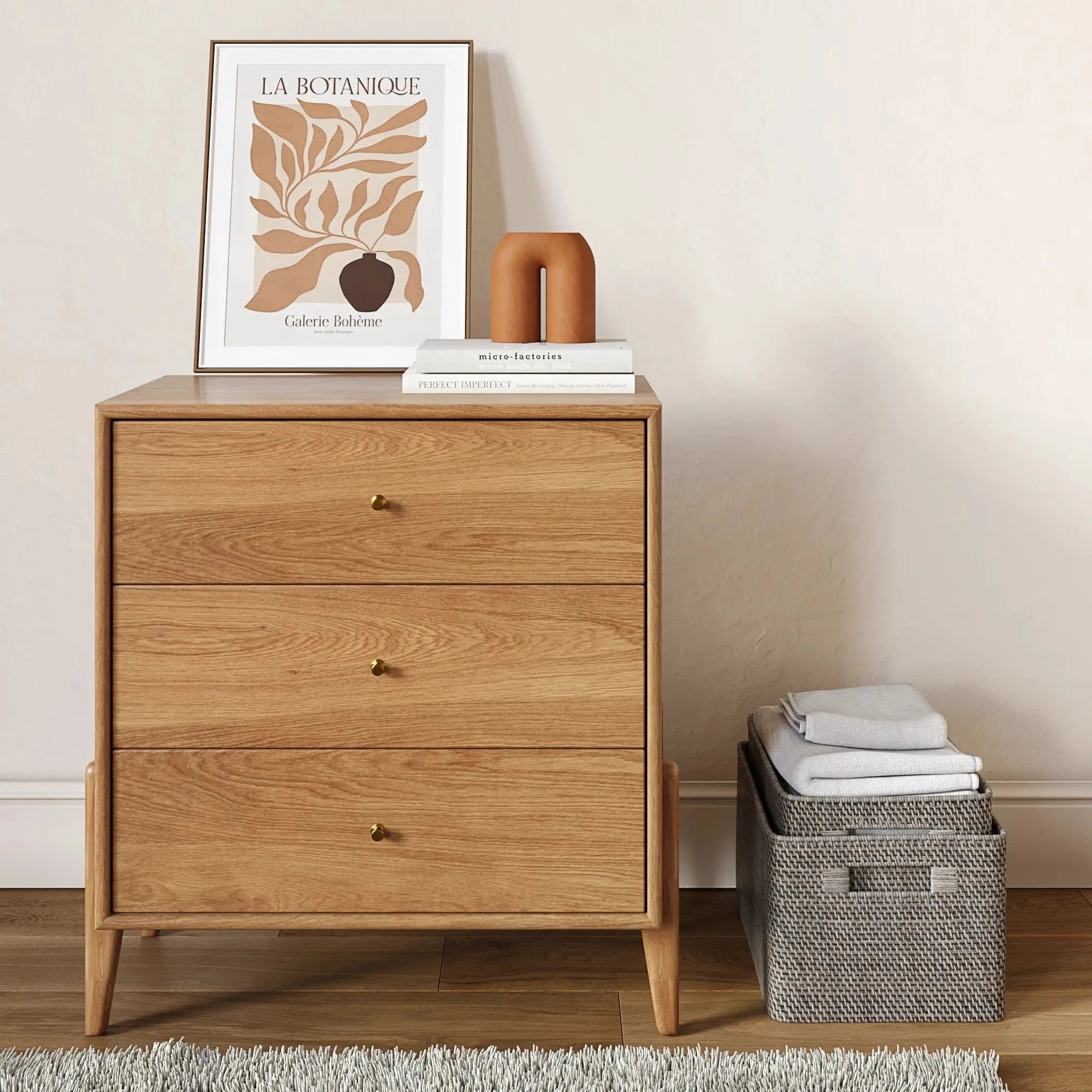 Fil Meşe Şifonyer 3 Çekmeceli Ahşap