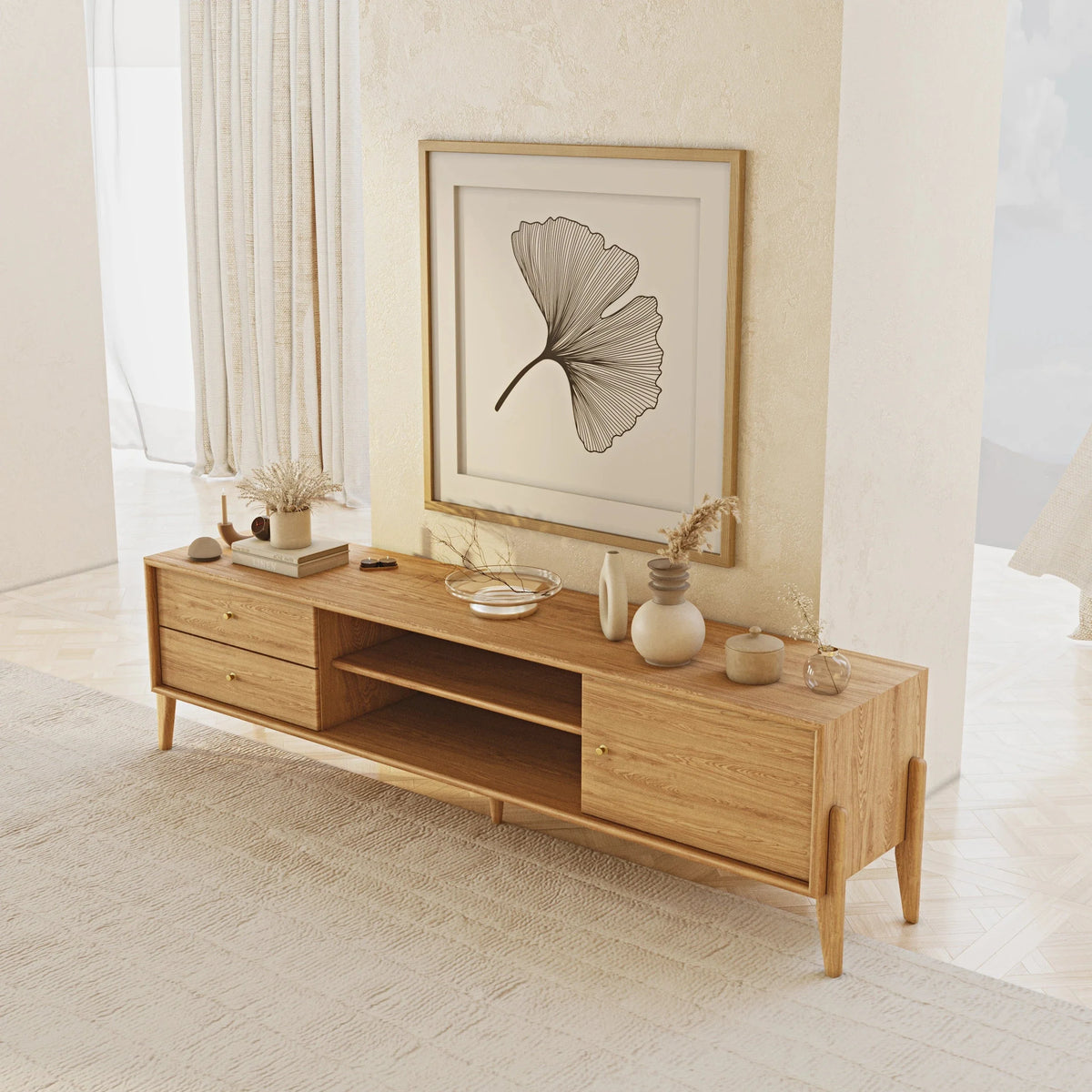 Fil Meşe TV Sehpası 180 cm - Meşe