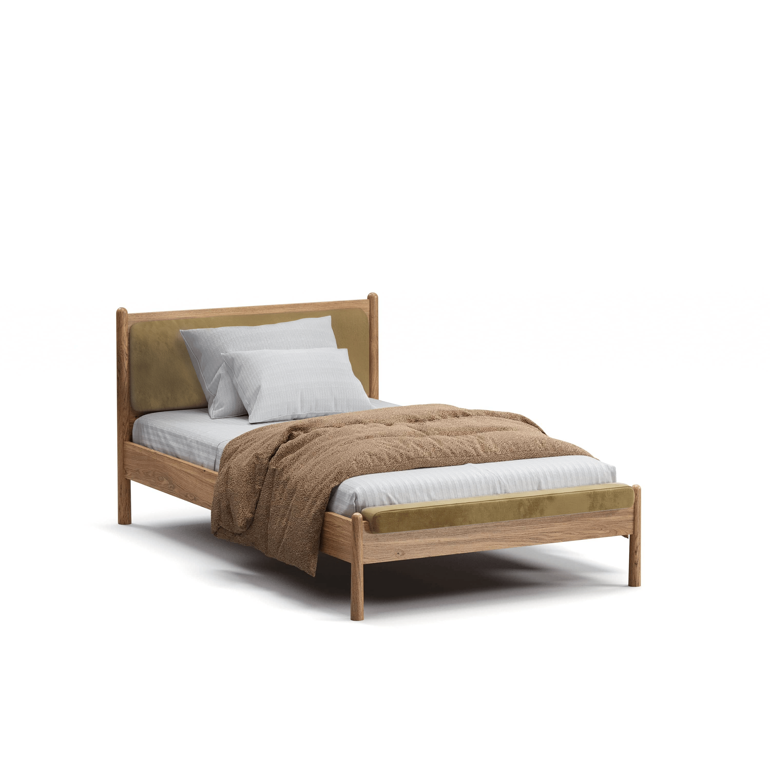 Finn Meşe Karyola 120x200 Kadife