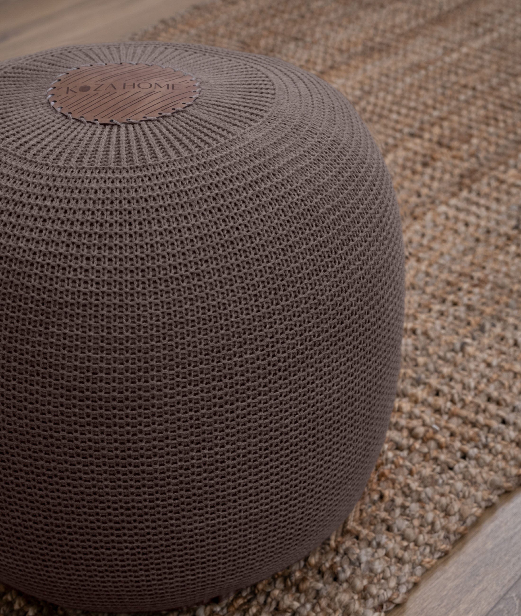 Fluffy Knitted Pouf Brown 8006