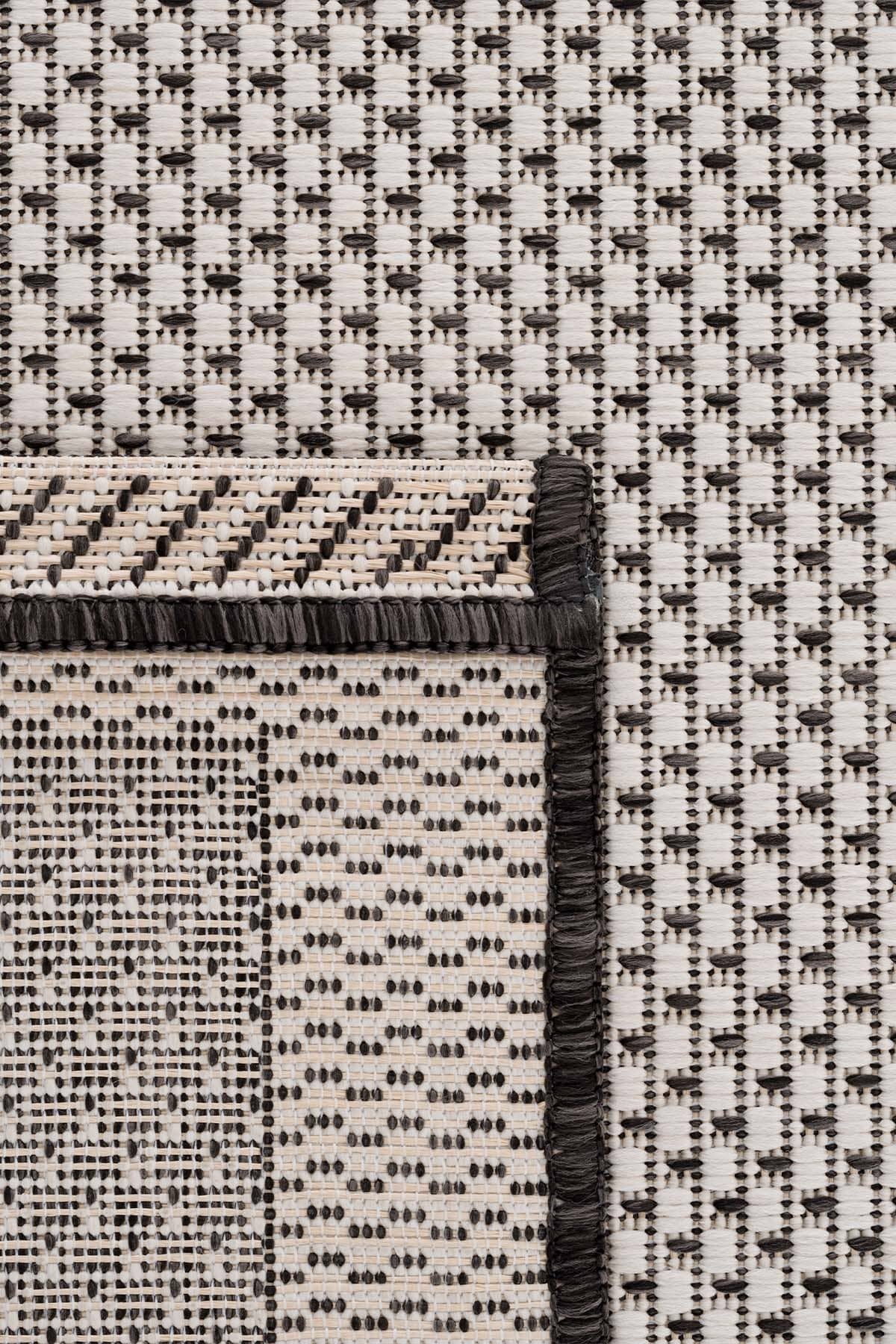 Fresco Ekru Siyah Yıkanabilir Halı 23745A