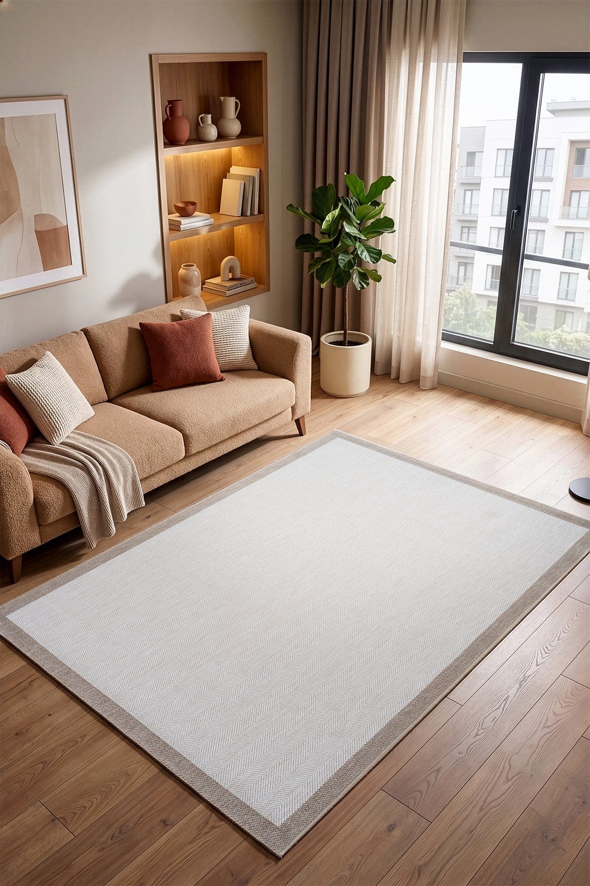 Fresco Soft Ekru Vizon Yıkanabilir Halı A3936A