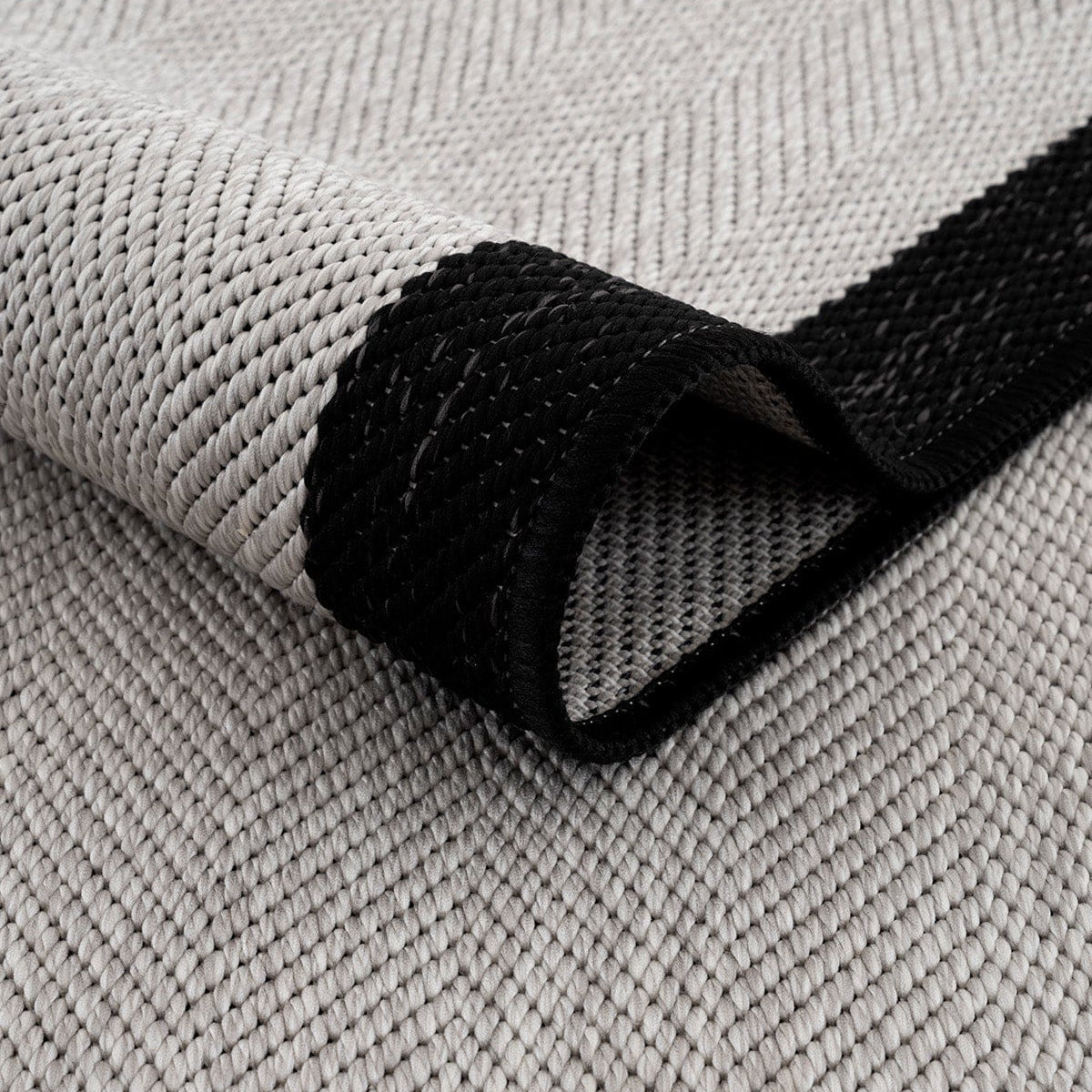 Fresco Soft Grey Black Washable Rug A3936A