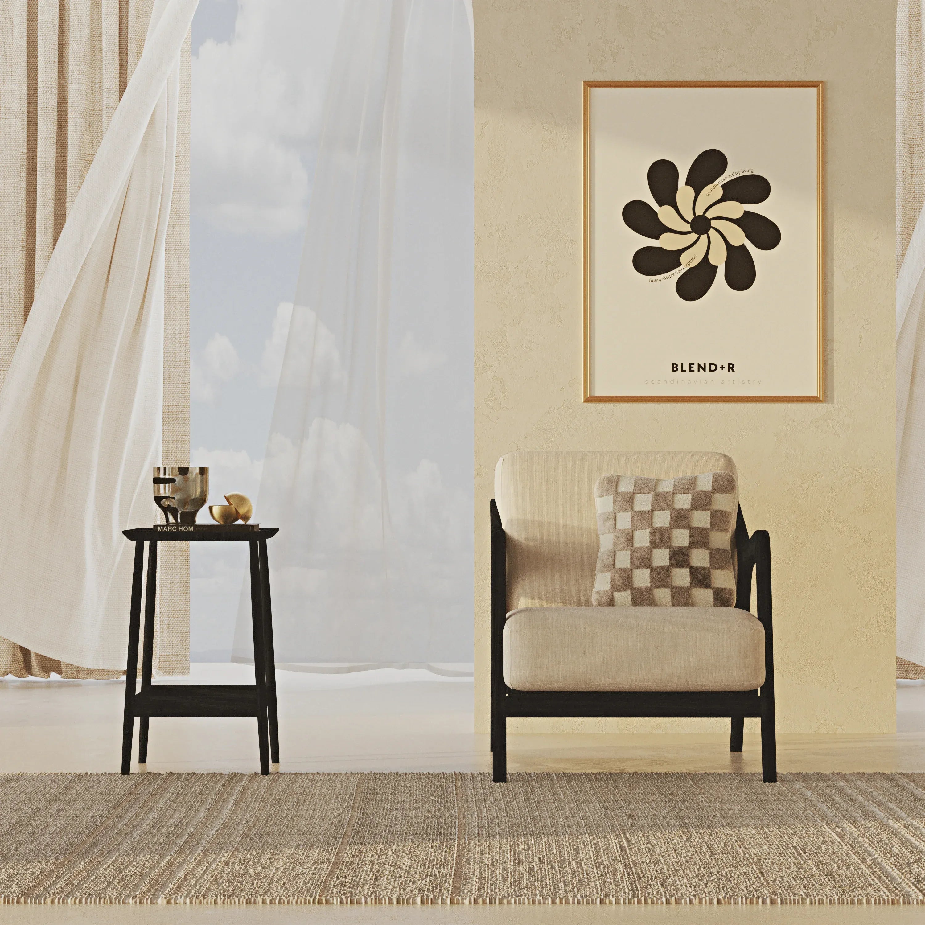 Jute Armchair Black Athena