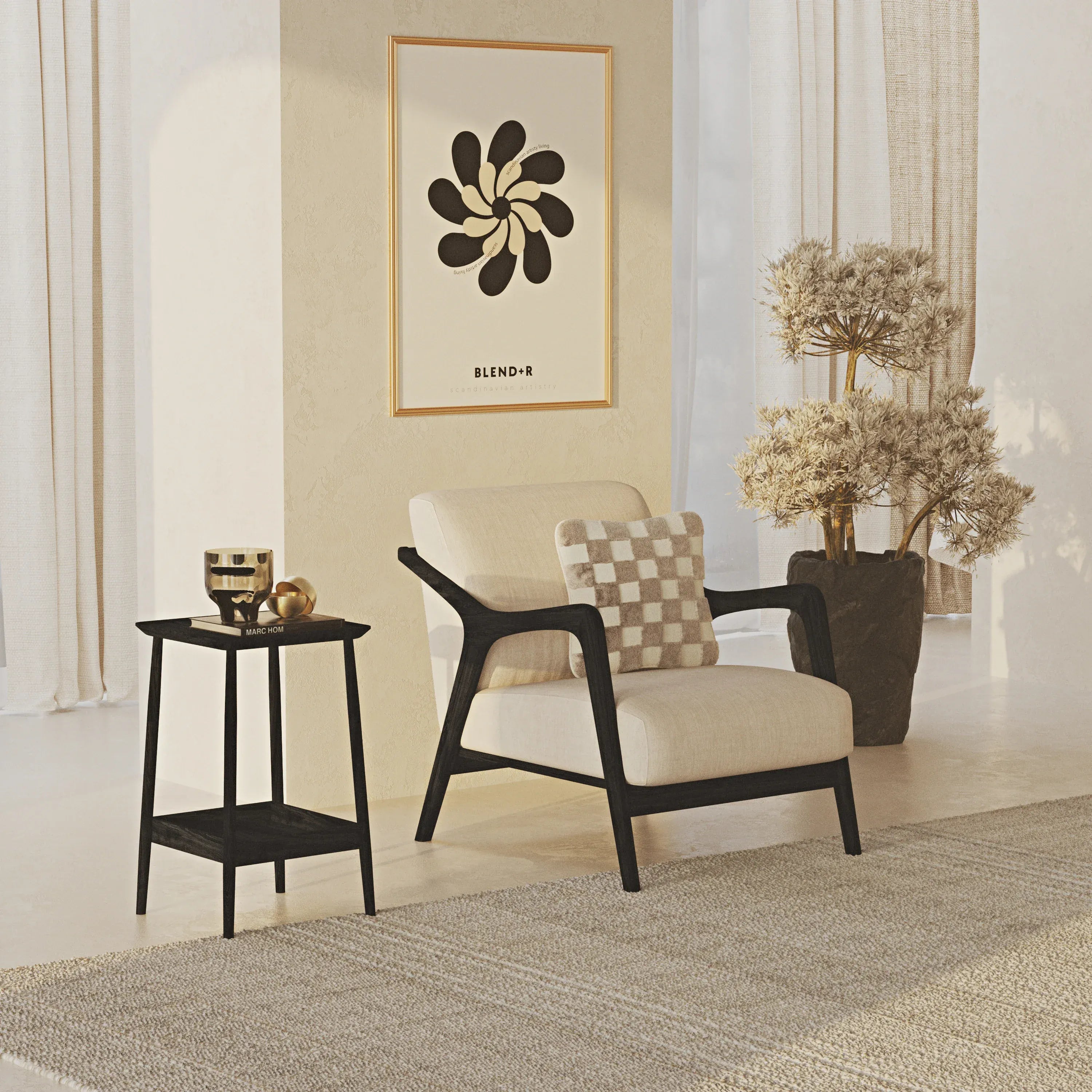 Jute Armchair Black Athena