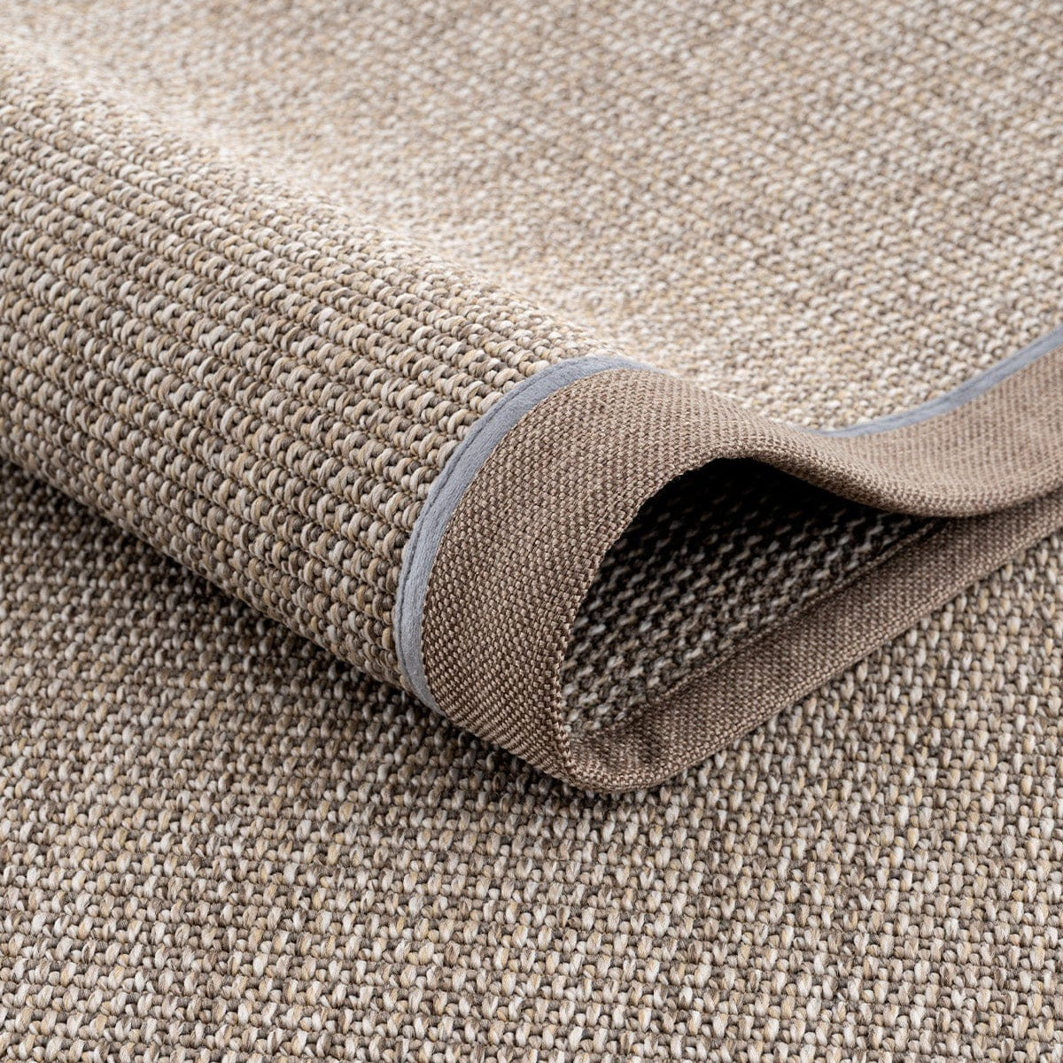 Koza Premium Sahara Border Beige-Border Mink Blue Sisal Rug B3610F