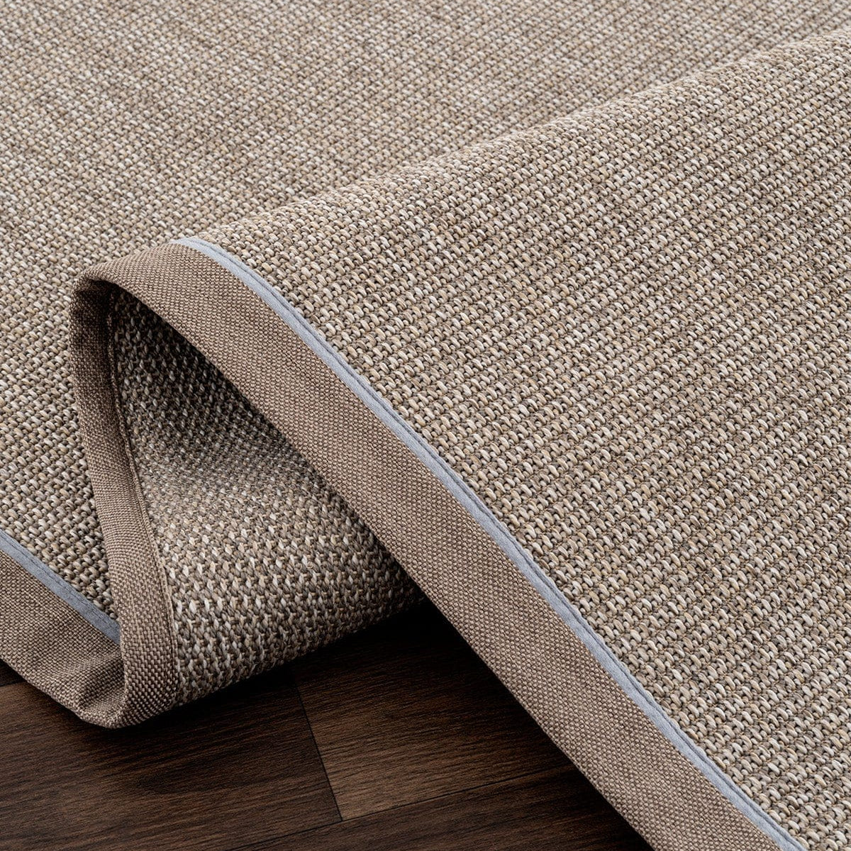 Koza Premium Sahara Border Beige-Border Mink Blue Sisal Rug B3610F