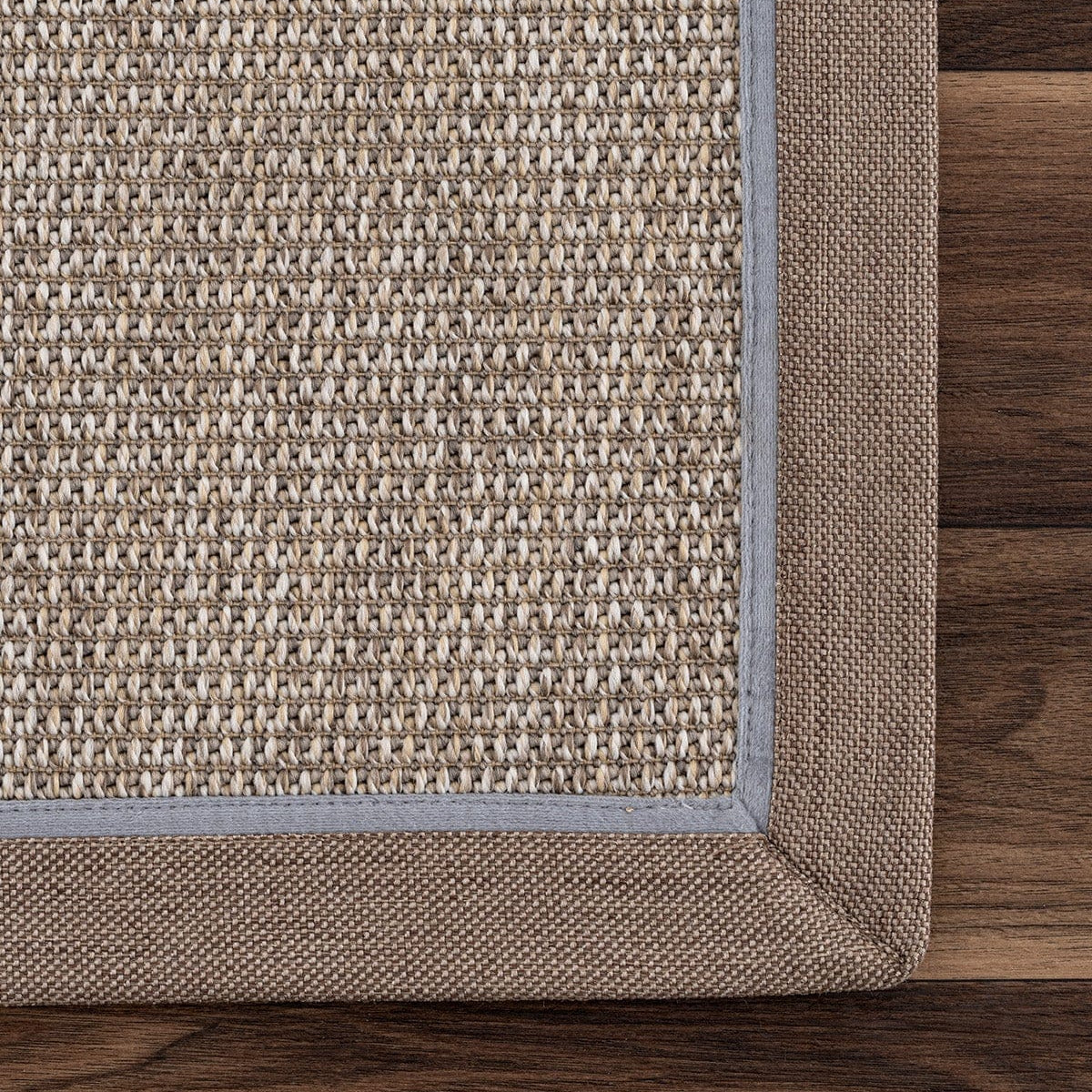 Koza Premium Sahara Border Beige-Border Mink Blue Sisal Rug B3610F