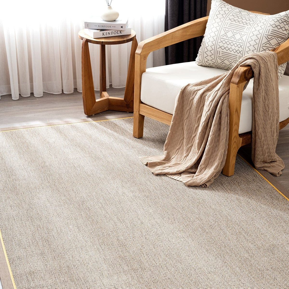 Koza Premium Sahara Bordure Bej-Bordür Vizon Sarı Sisal Halı B3610D
