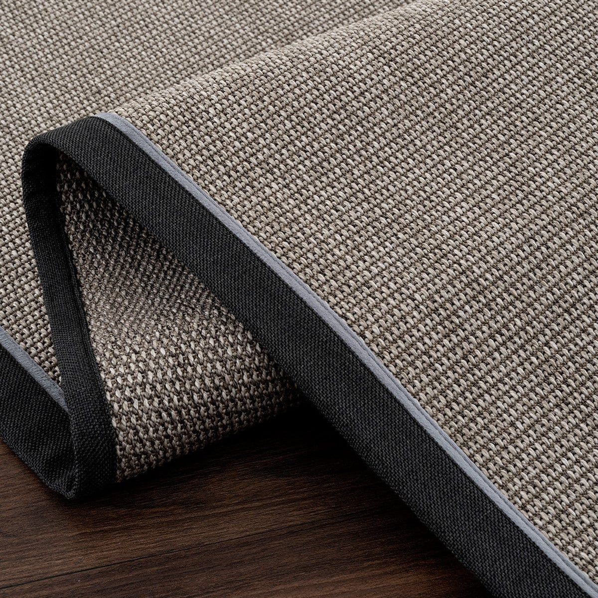Koza Premium Sahara Border Grey-Border Black Blue Sisal Rug B3610G