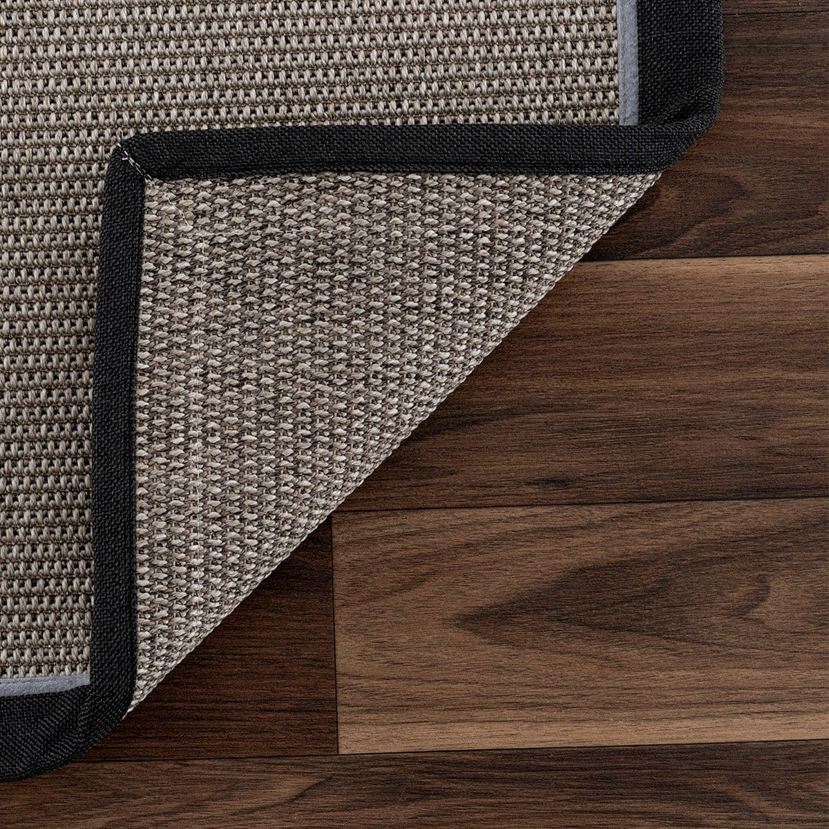 Koza Premium Sahara Border Grey-Border Black Blue Sisal Rug B3610G