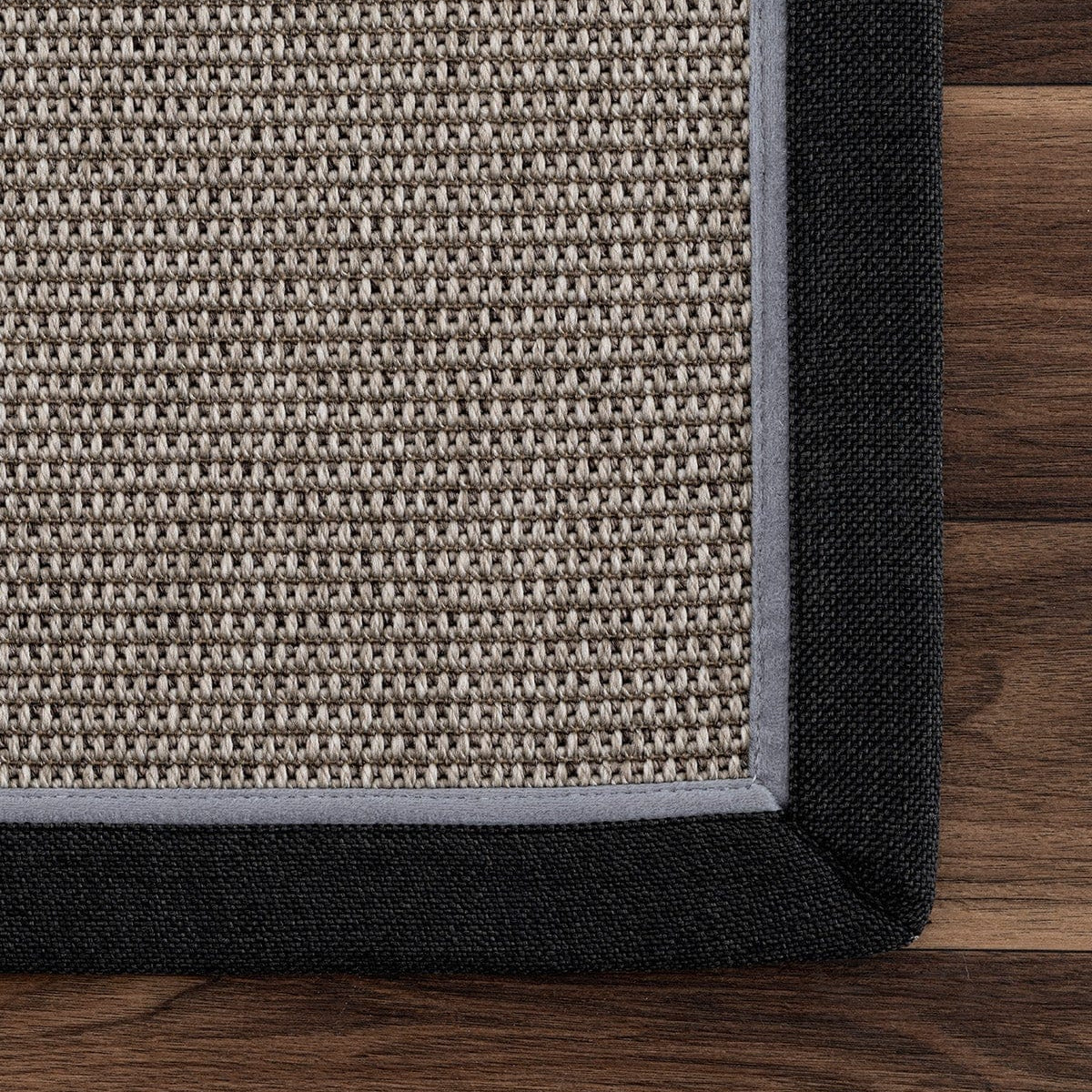 Koza Premium Sahara Border Grey-Border Black Blue Sisal Rug B3610G