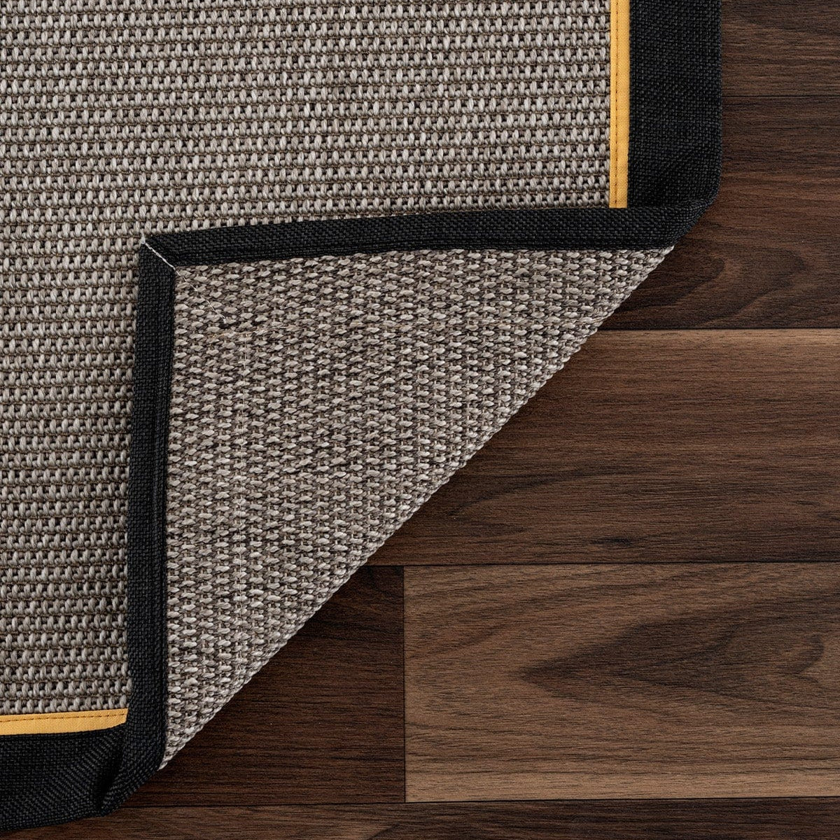 Koza Premium Sahara Bordure Gri-Bordür Siyah Sarı Sisal Halı B3610K