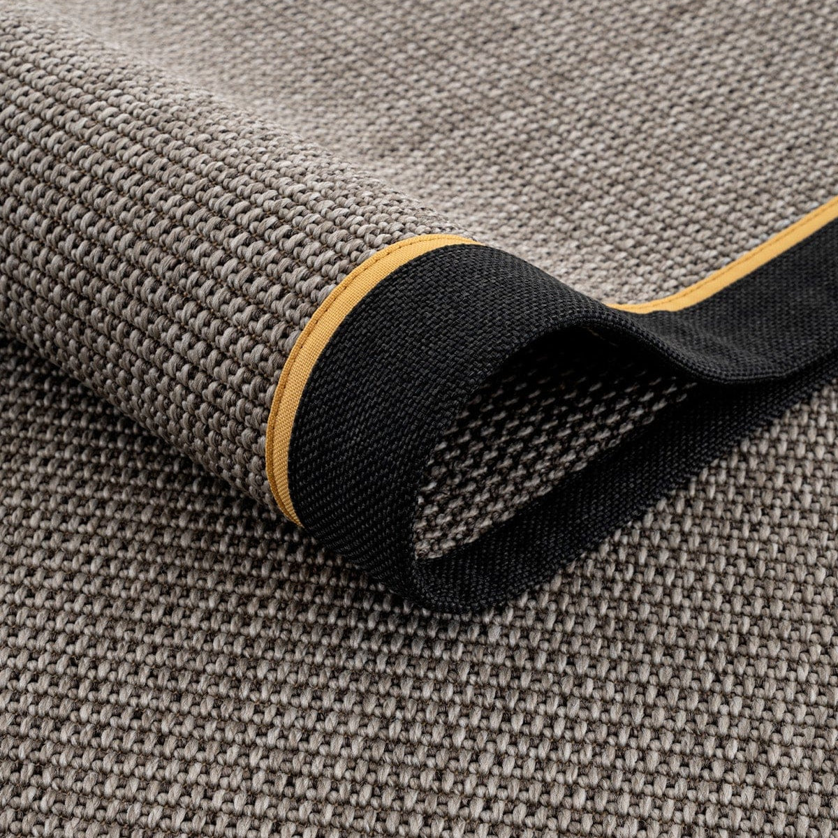 Koza Premium Sahara Bordure Gri-Bordür Siyah Sarı Sisal Halı B3610K