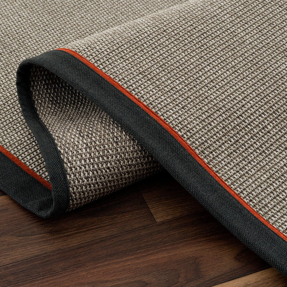 Koza Premium Sahara Border Gray-Border Black Orange Sisal Rug B3610H