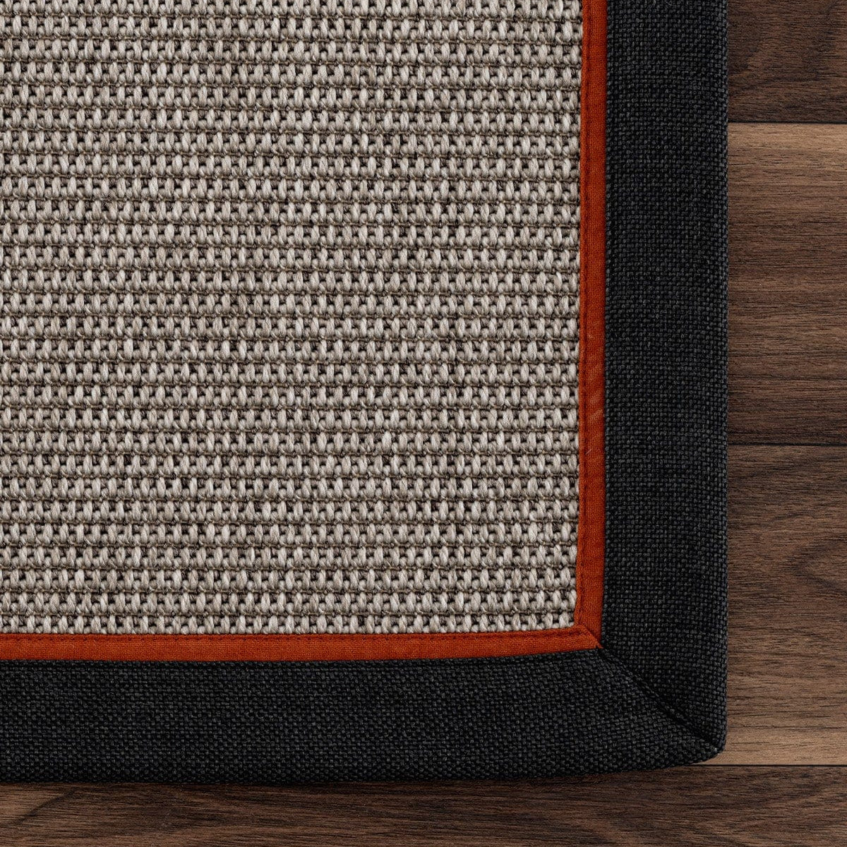 Koza Premium Sahara Border Gray-Border Black Orange Sisal Rug B3610H