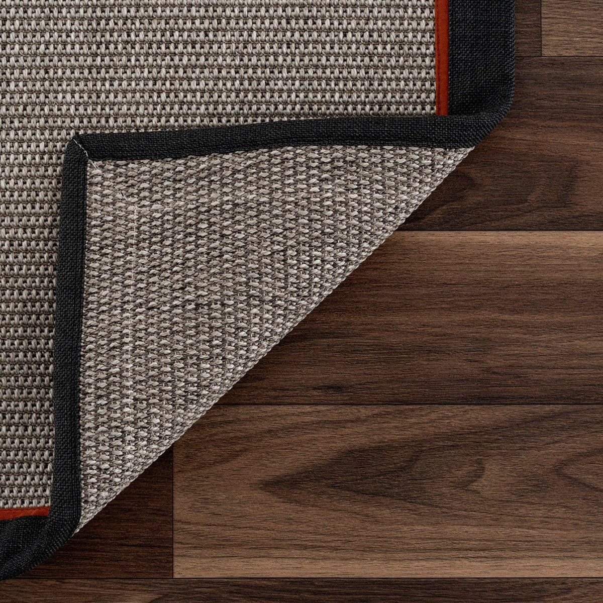 Koza Premium Sahara Border Gray-Border Black Orange Sisal Rug B3610H