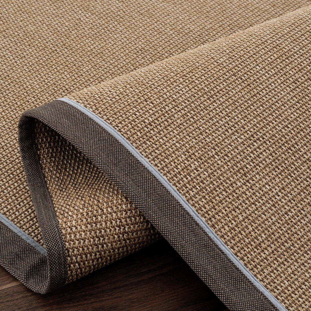 Koza Premium Sahara Bordure Natural-Bordür Kahve Mavi Sisal Halı B3610A