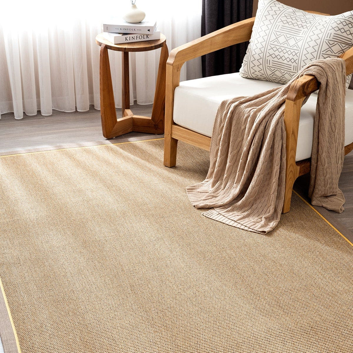 Koza Premium Sahara Bordure Natural-Bordür Vizon Sarı Sisal Halı B3610C