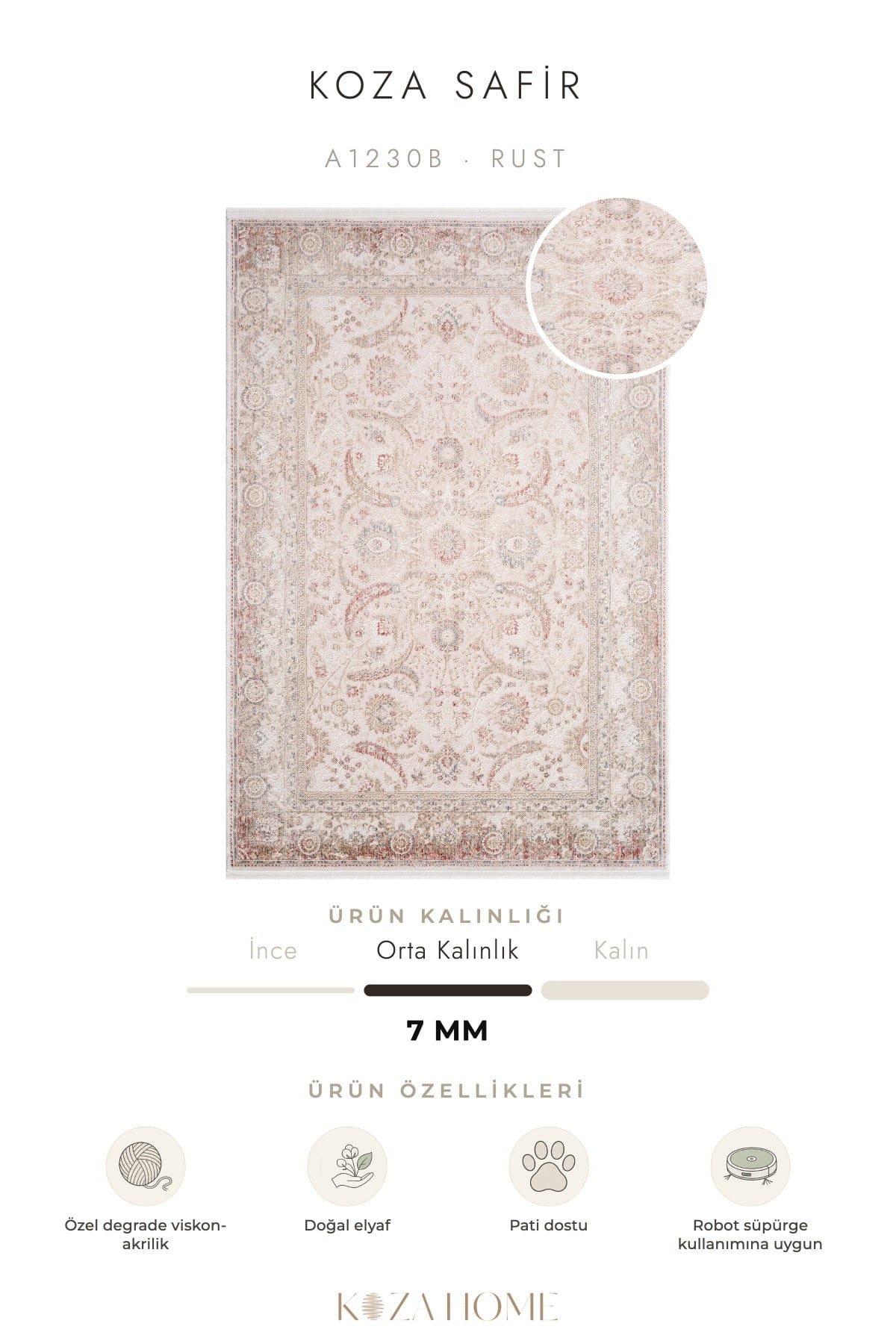 Koza Sapphire Rust Hallway Runner A1230B