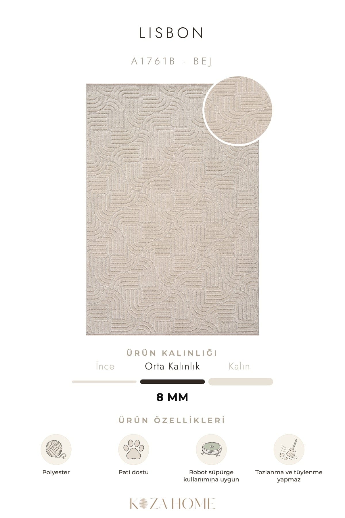 Lisbon Beige Living Room Rug A1761B