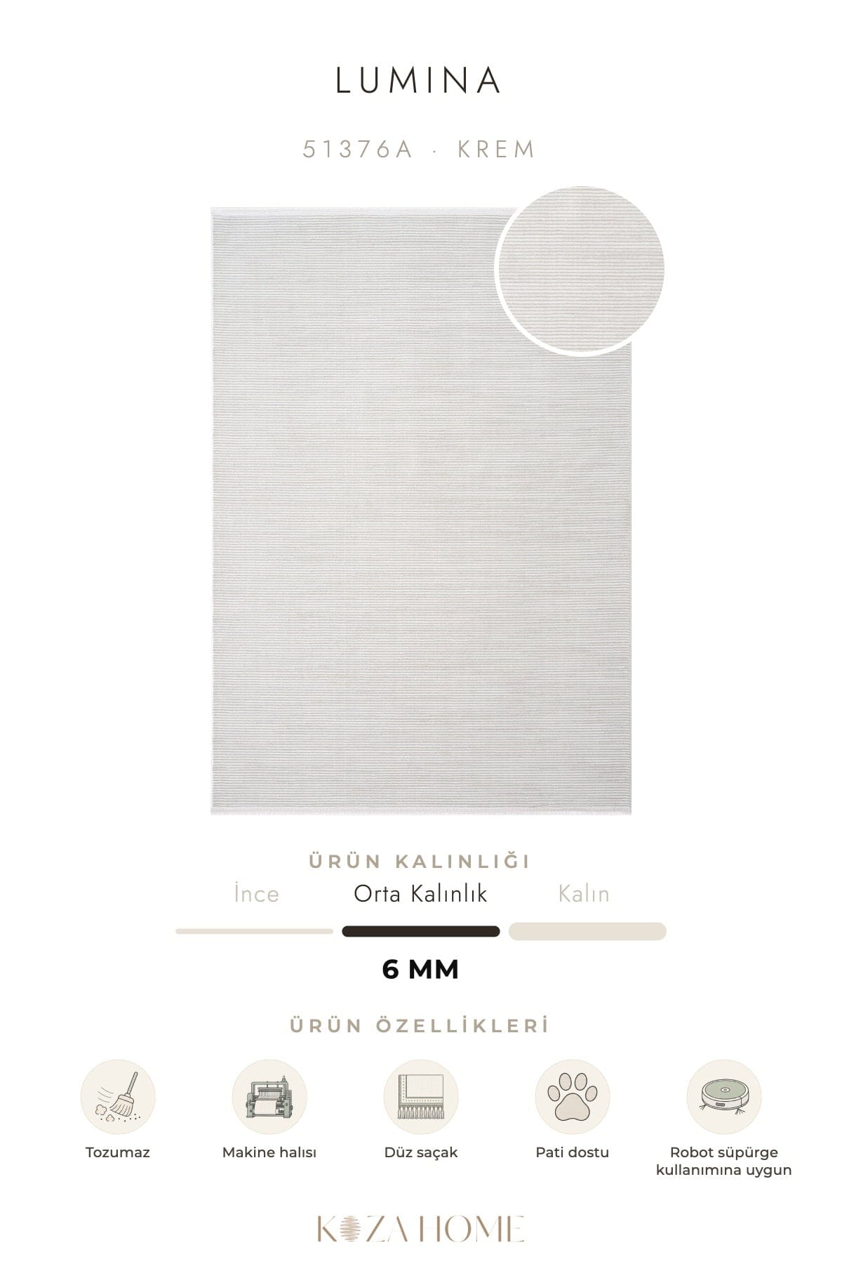 Lumina Krem Tozumaz Halı 51376A