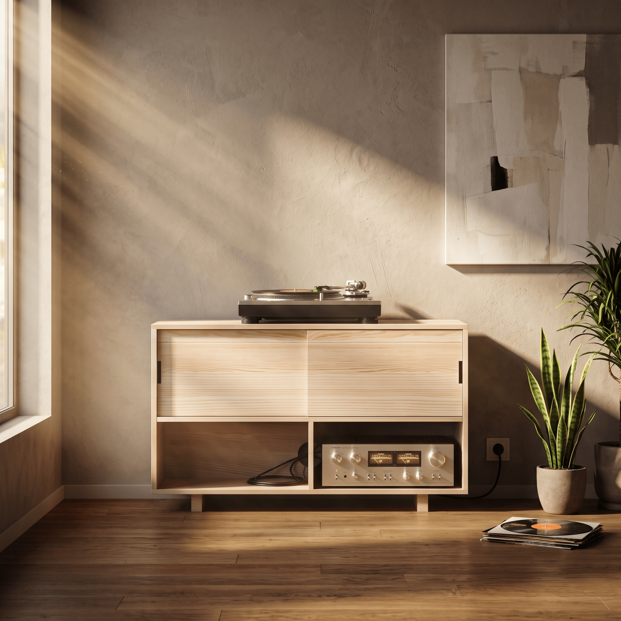 Solid Wood Open-Compartment Console
