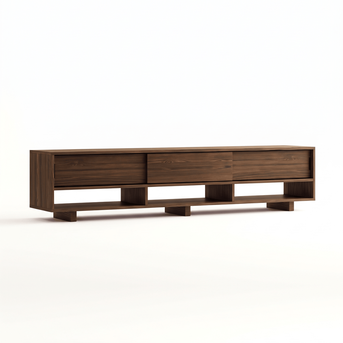 Solid Wood Open Compartment TV Unit