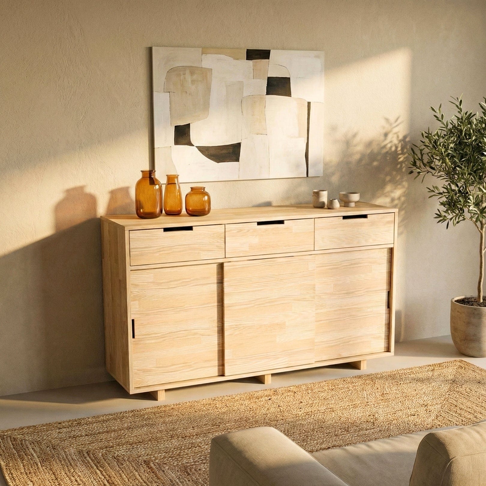 Solid Wood Sideboard with Drawers
