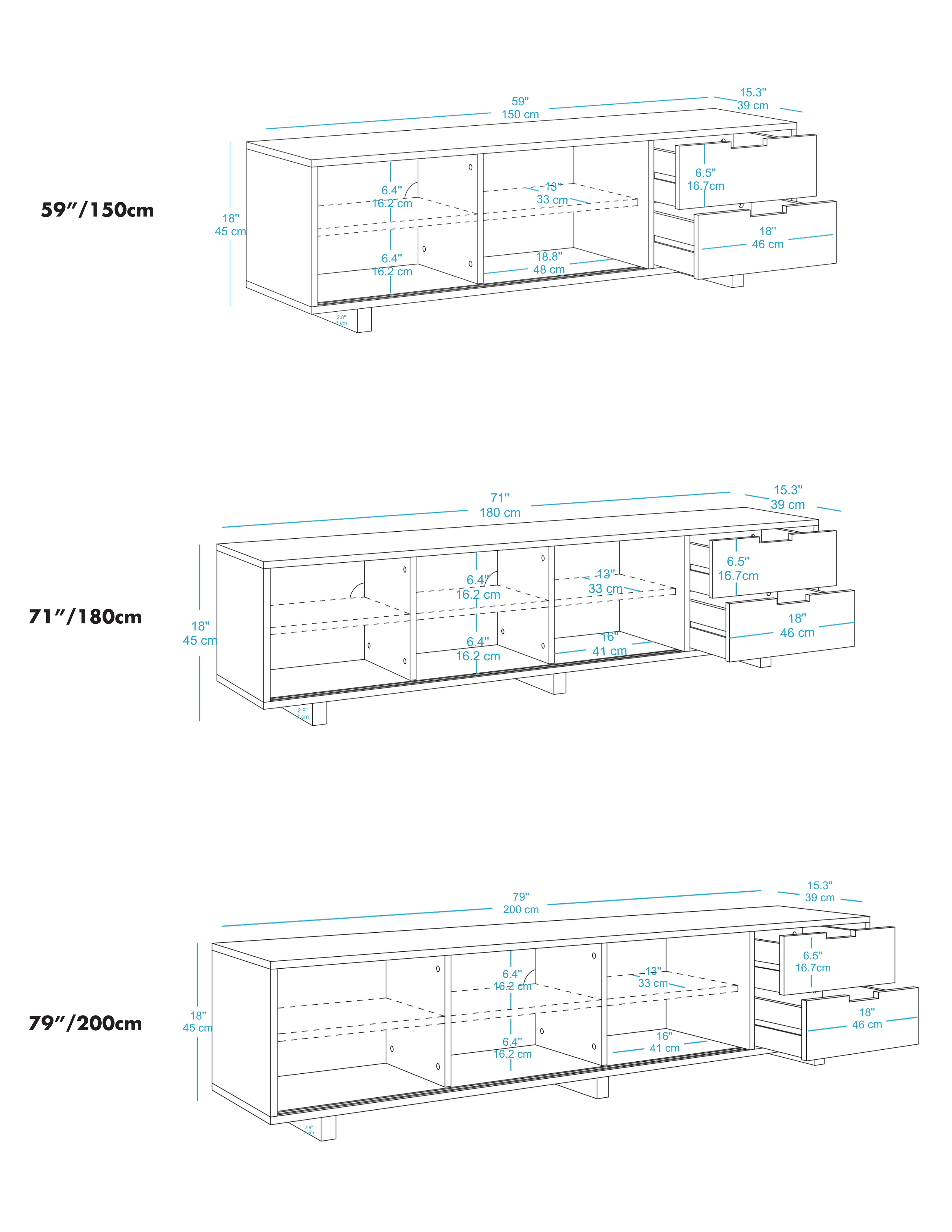 Masif Ahşap Çekmeceli Tv Ünitesi