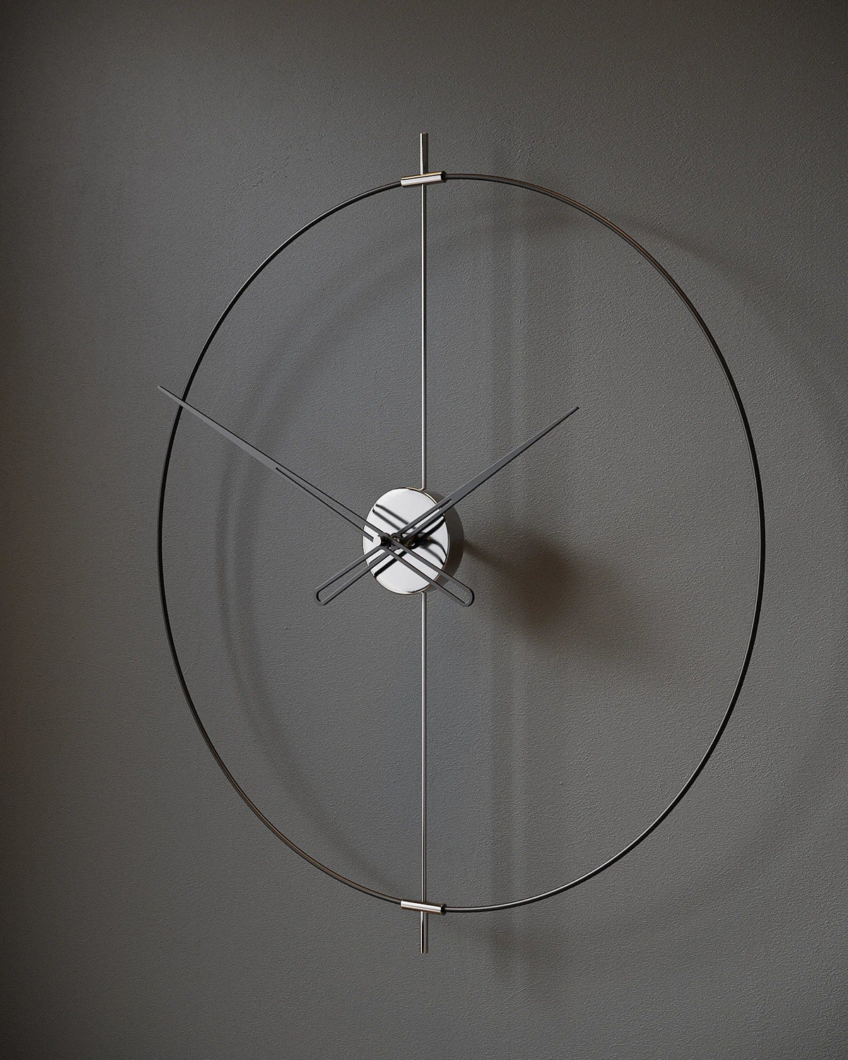 massive simple salon duvar saati 60 cm siyah renk