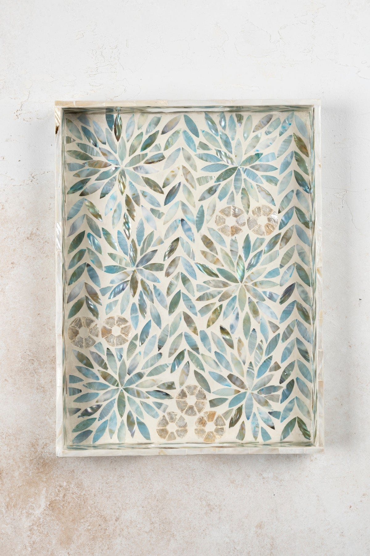 Meander Mother-of-Pearl Mosaic Floral Multi 3-Piece Decorative Tray 4327