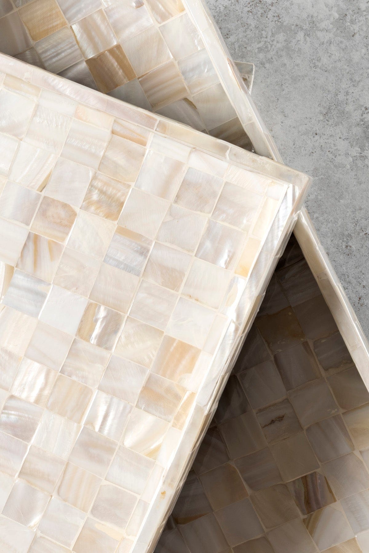 Meander Nacreous Mosaic Checkered 3-Piece Decorative Tray 4325
