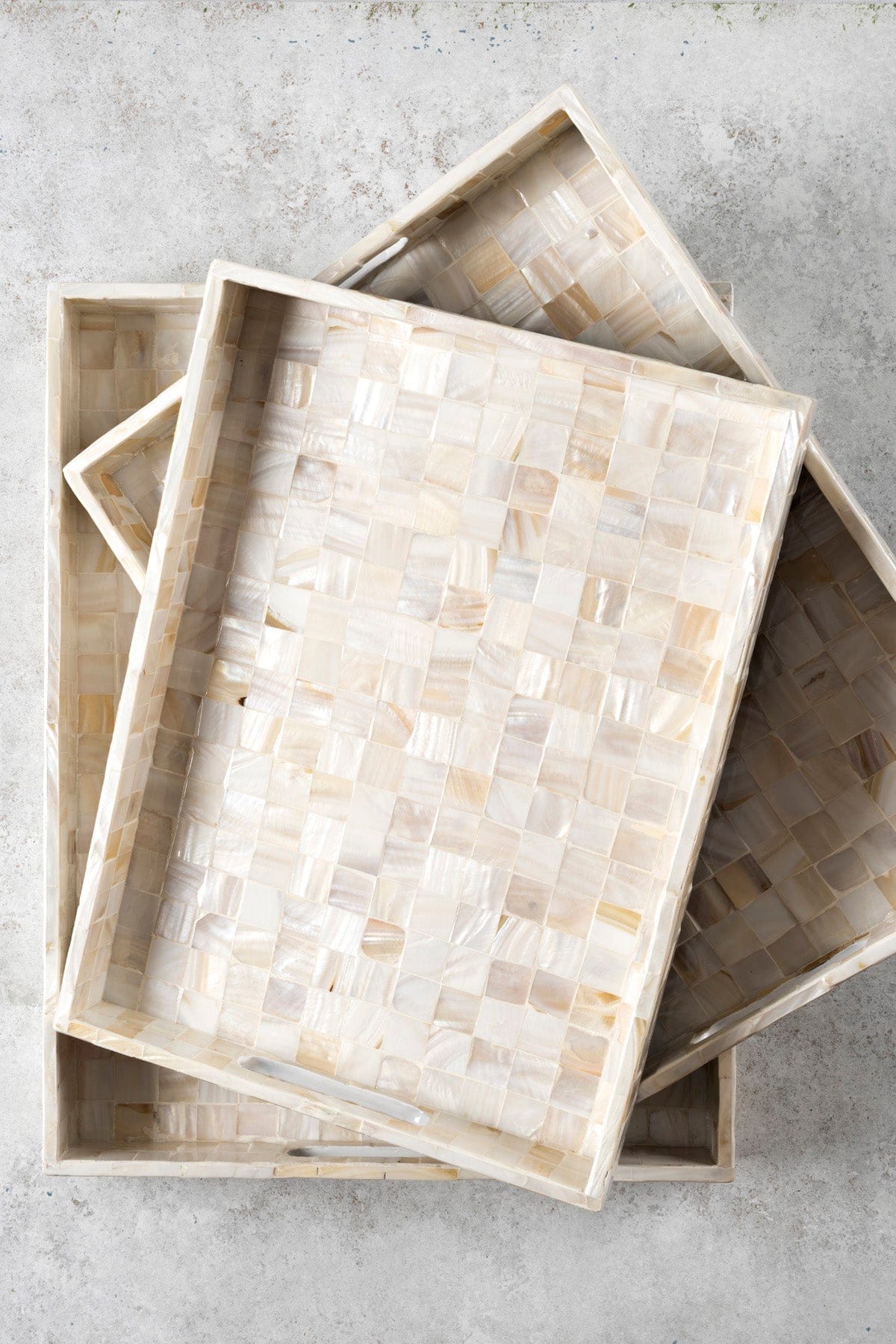 Meander Sedefli Mozaik Damalı 3 Lü Dekoratif Tepsi 4325