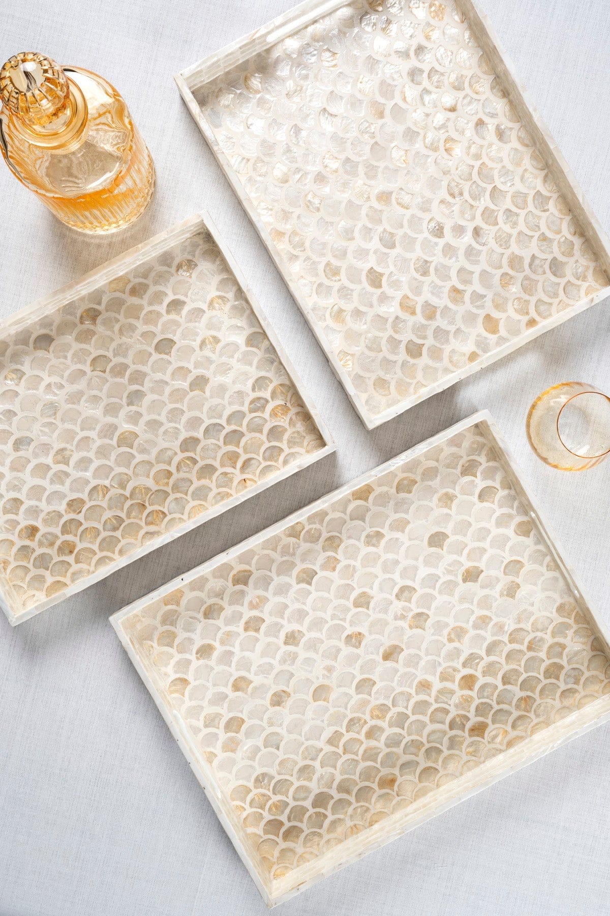 Meander Sedefli Mozaik Pullu 3 Lü Dekoratif Tepsi 4326