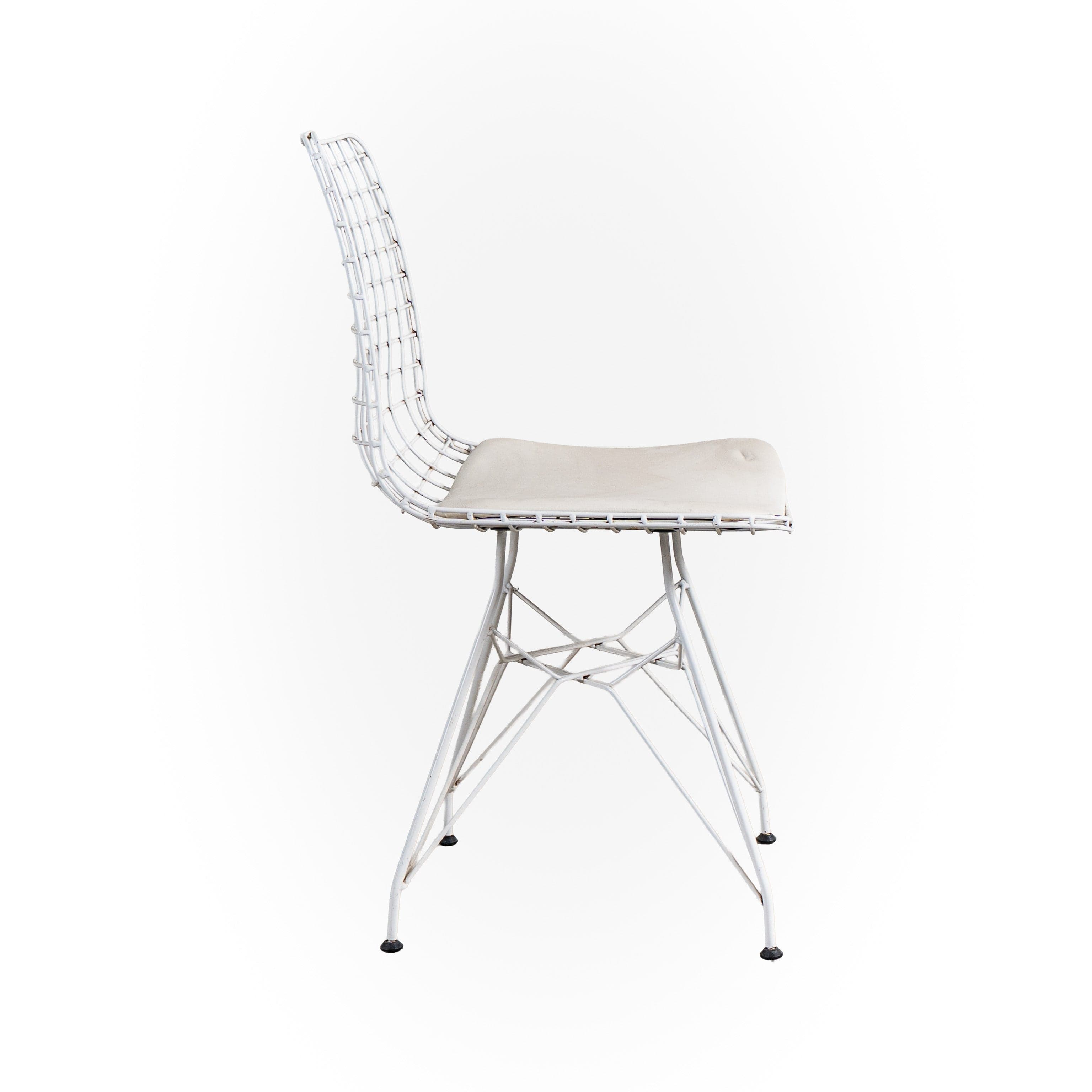 Metal Dikdörtgenli Beyaz Sandalye 10157