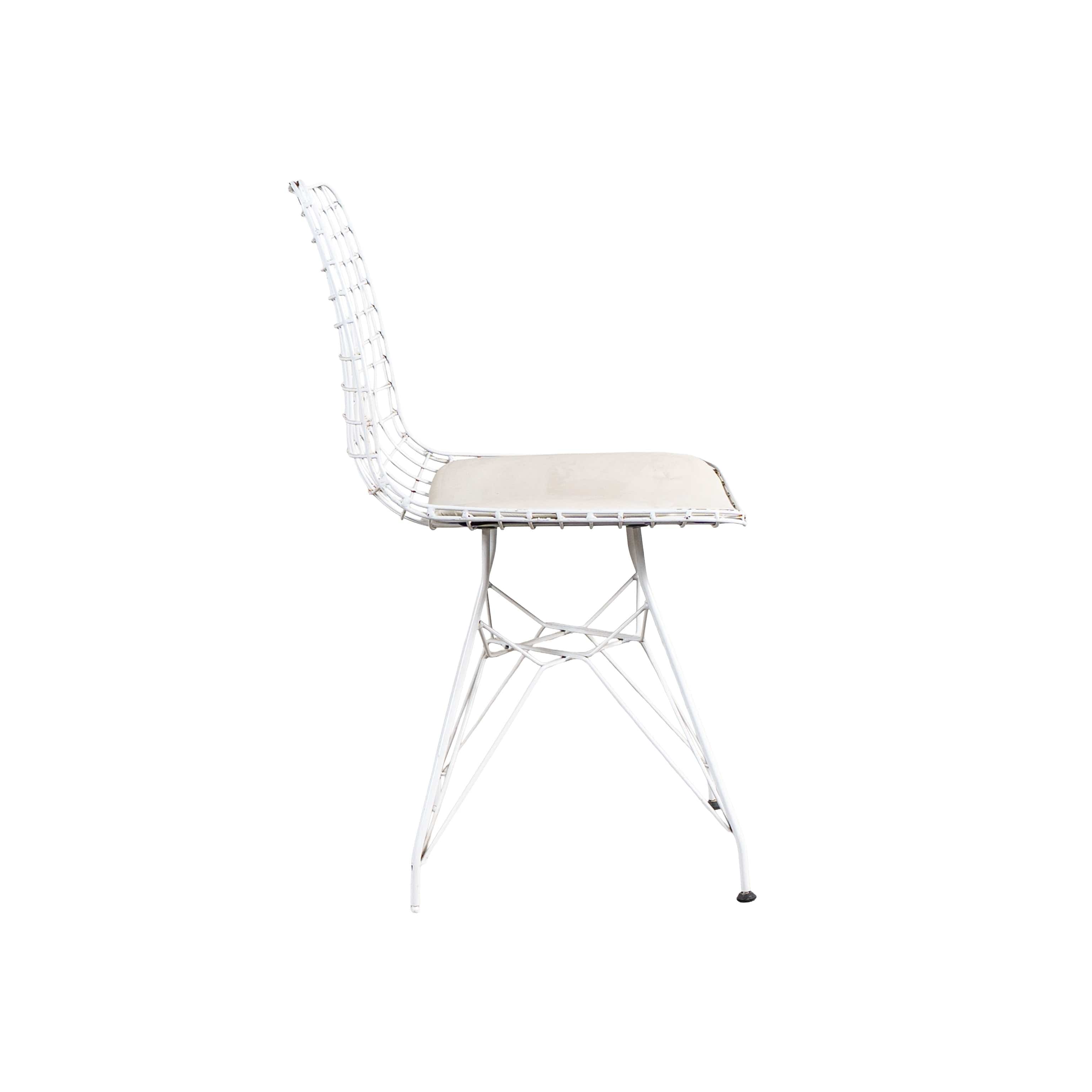 Metal Dikdörtgenli Beyaz Sandalye 10158