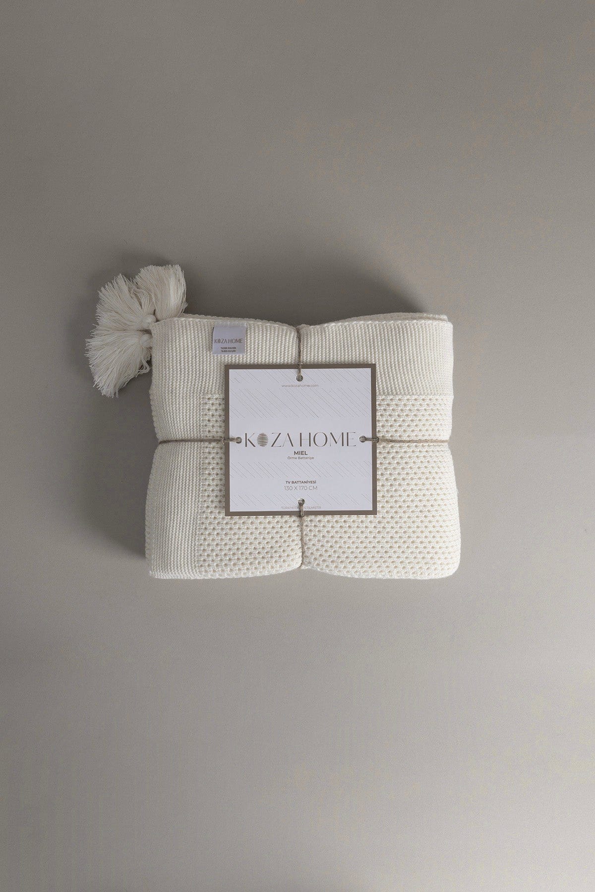 Miel Cream Pom-Pom Edge TV Blanket 130x170 37102