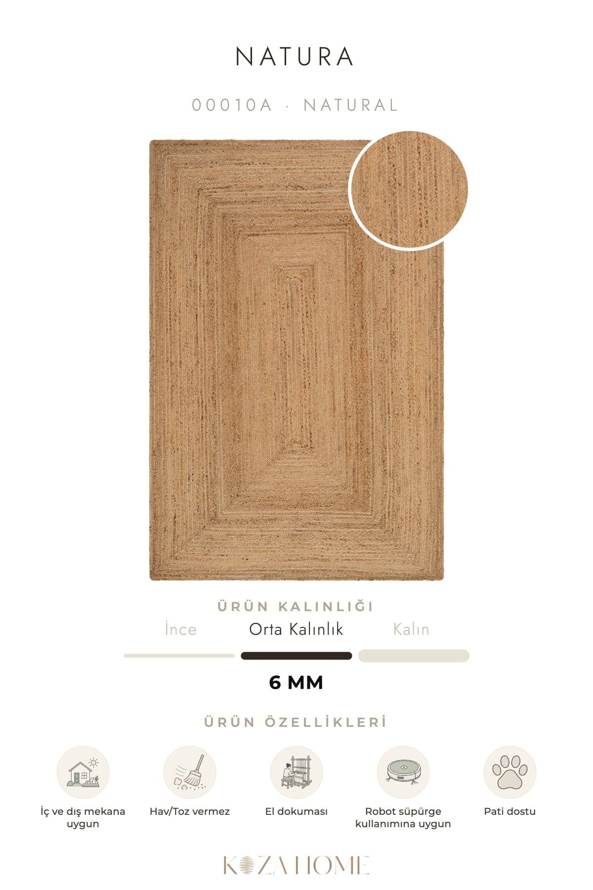 Natura Natural Jute Rug 00010A